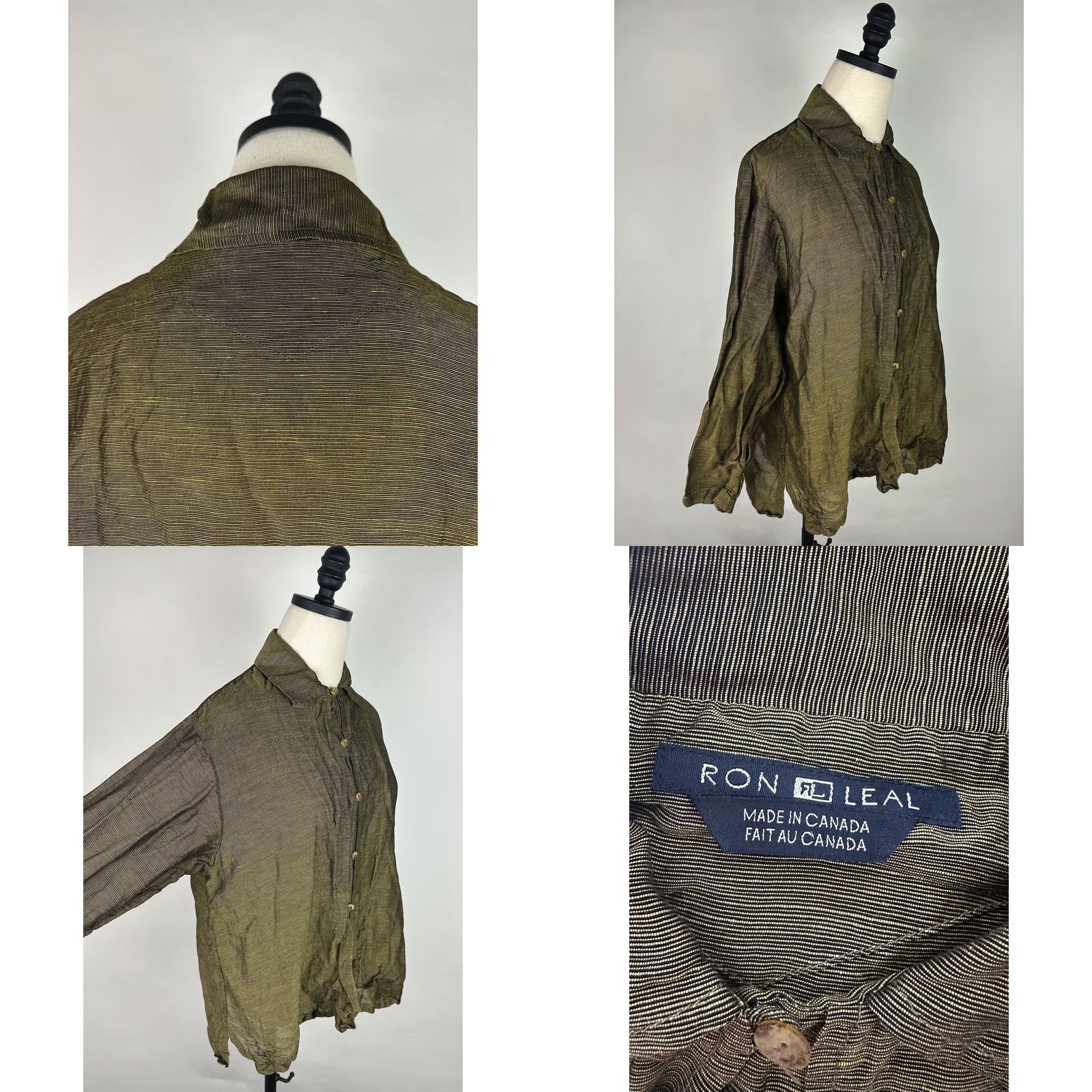 Vintage VINTAGE Ron Leal Blouse Womens M Gold Striped Linen Blend Button 3/4 Sleeve Size M / US 6-8 / IT 42-44 - 8 Thumbnail
