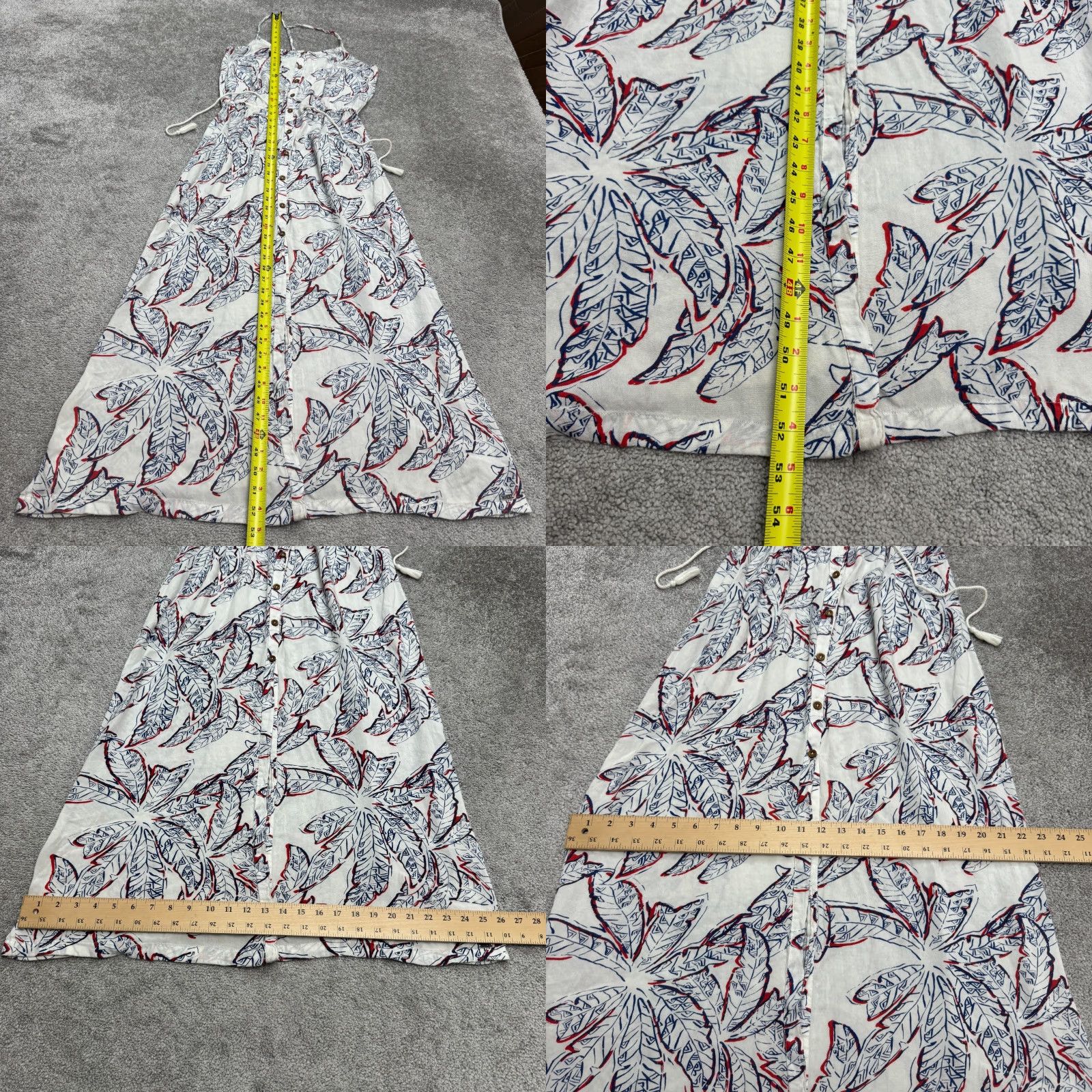 Vintage Roxy Palm Leaves Button Up Strappy Maxi Sun Dress Womens Small Drawstring Tassel Size S / US 4 / IT 40 - 8 Thumbnail