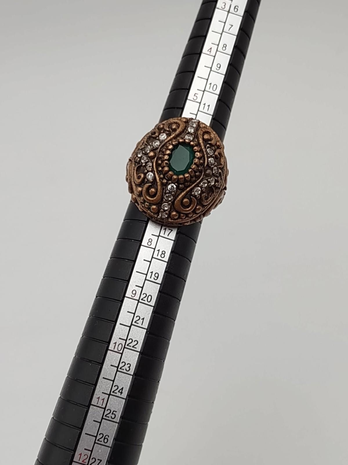 The Unbranded Brand Sterling 925 Ottoman Style Dome Ring Green Red Stones Size ONE SIZE - 3 Thumbnail