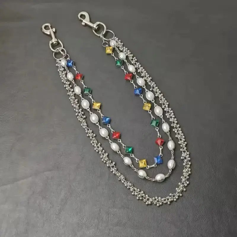 Jewelry Rhinestone Three Layers Pearl Pants Chain Waist Chain Size ONE SIZE - 5 Thumbnail