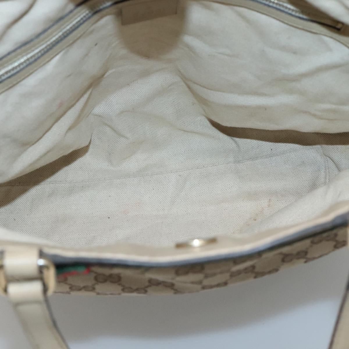 Gucci GUCCI GG Canvas Web Sherry Line Tote Bag Beige Gold Size ONE SIZE - 17 Thumbnail