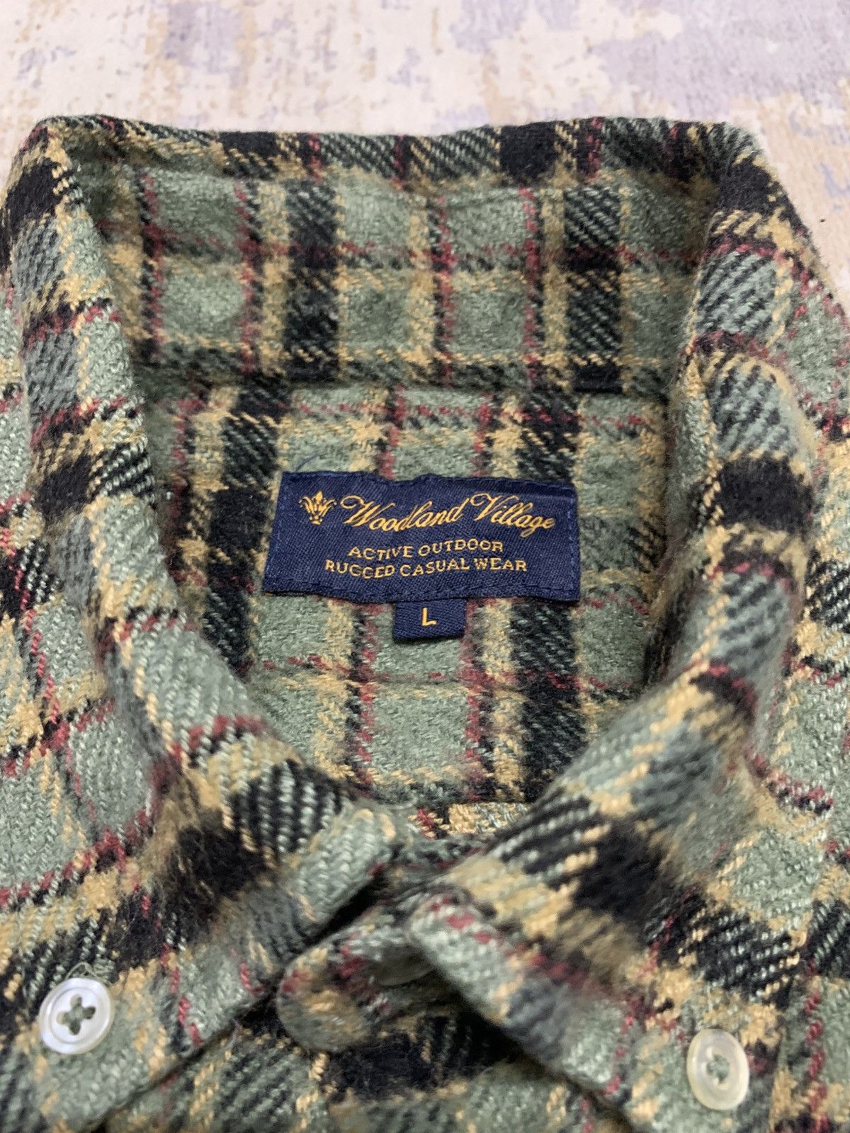 Flannel Vtg Woodland Village Wool Button Up Green Flannel Size US L / EU 52-54 / 3 - 9 Thumbnail