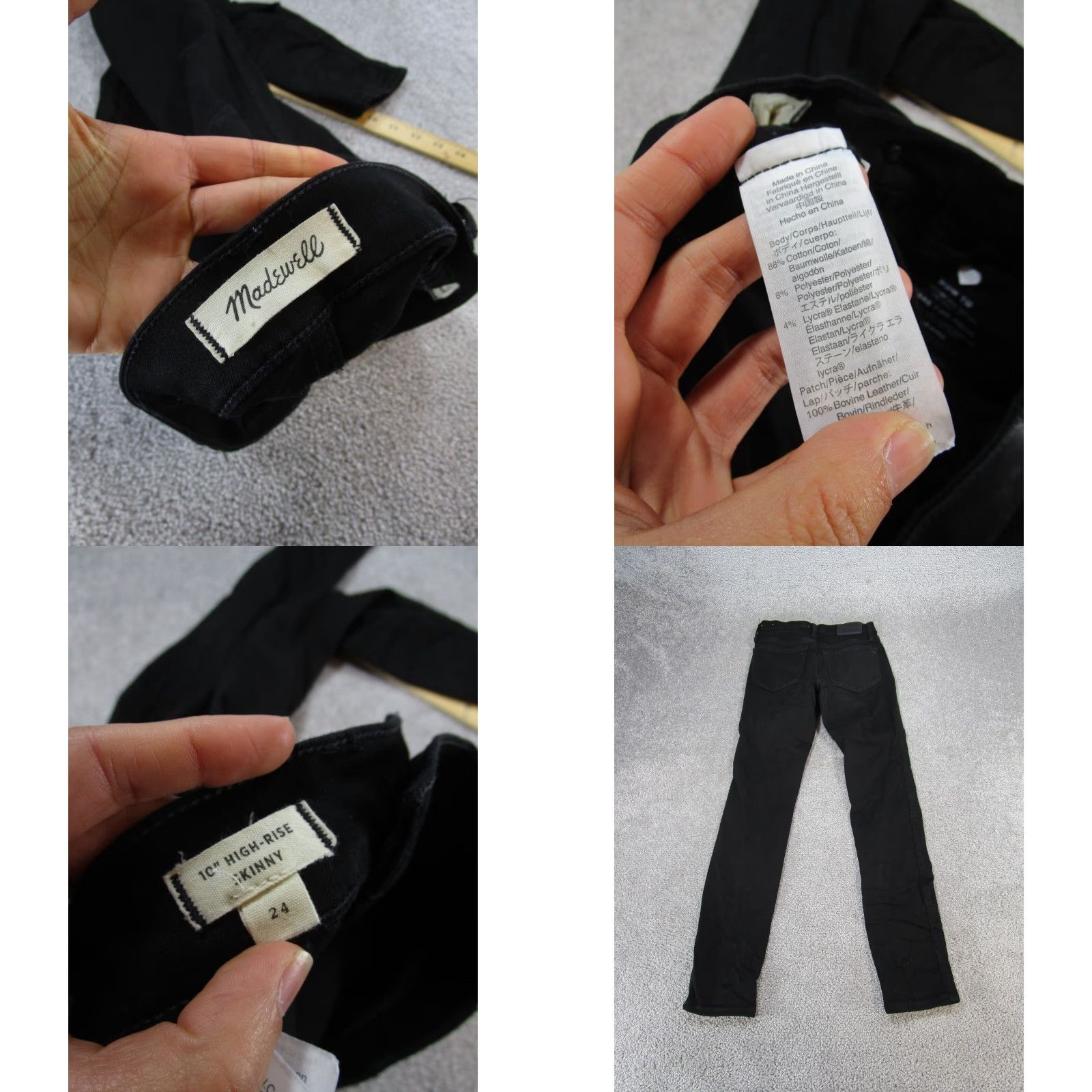 Madewell Womens Madewell Jeans Black Skinny Mid Rise 24 XL Extra Large Size 42" / US 20 - 8 Thumbnail