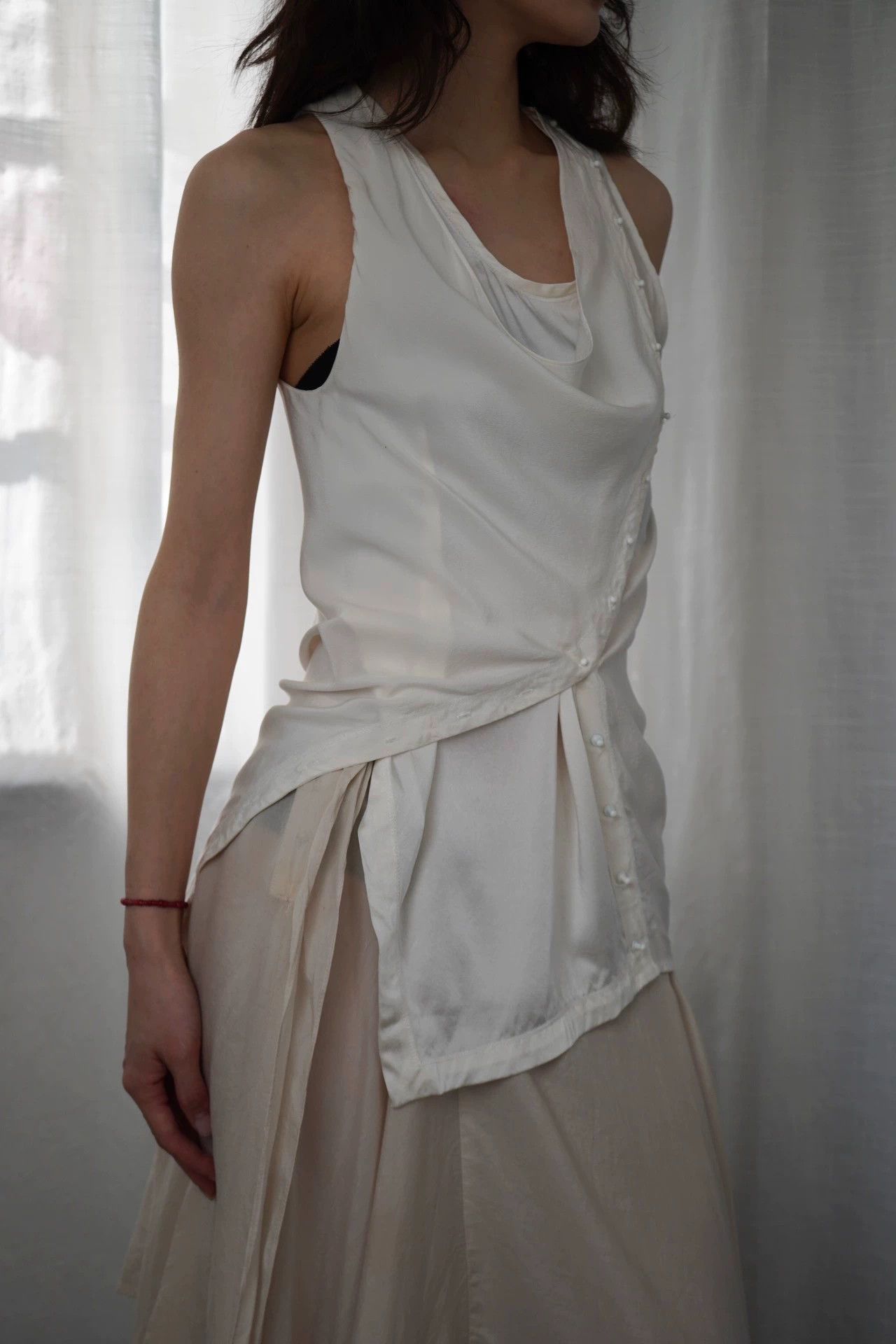 3.1 Phillip Lim PHILLIP LIM 00s Silk Button Plunge Neck Vest Women Size XS / US 0-2 / IT 36-38 - 6 Thumbnail