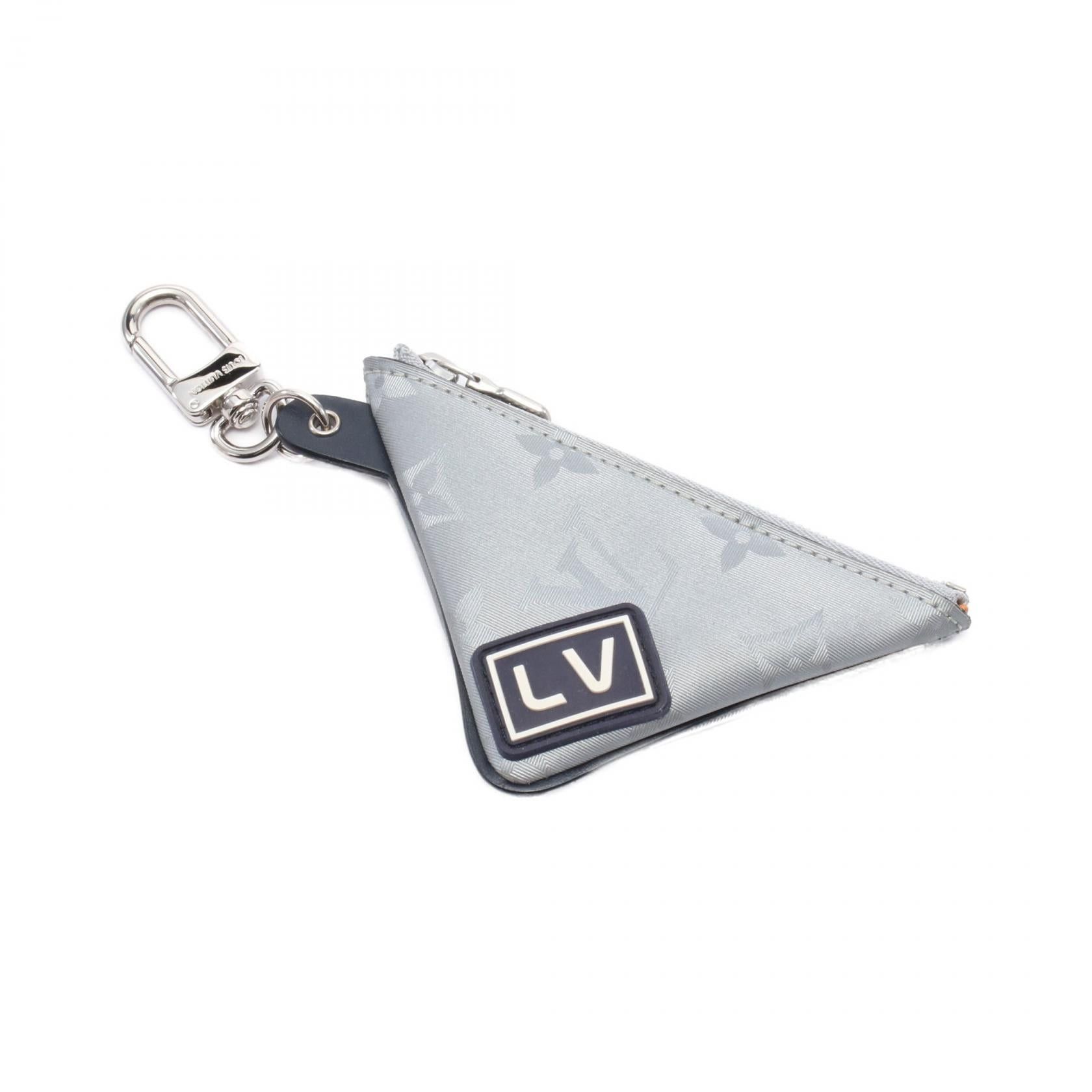 Louis Vuitton Porte-Cle Pouch Monogram Satellite Coin Purse Canvas Leather Silver, Men's