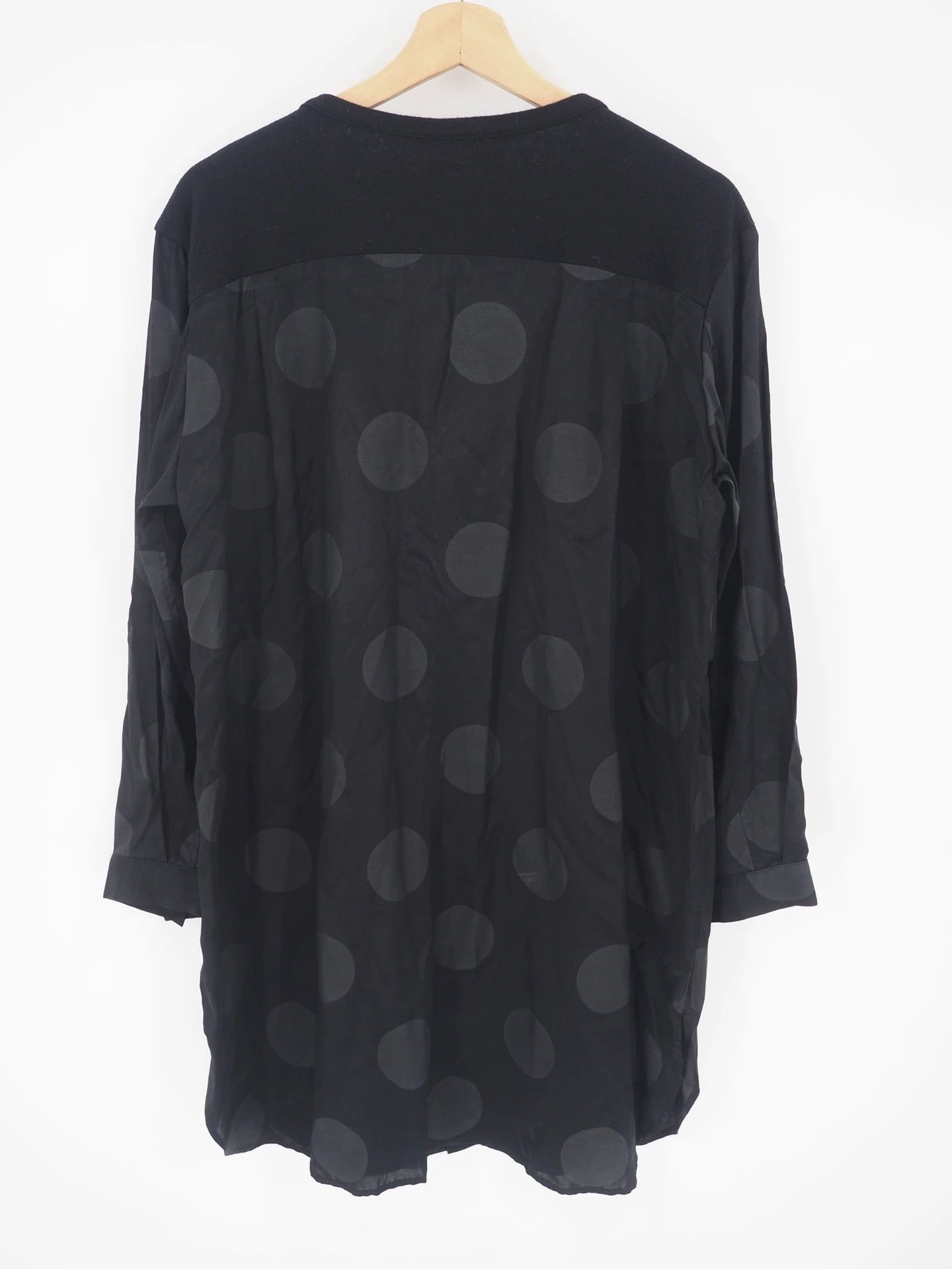 Y's Y'S Black Wool and Silk Paneled Long Sleeve Top Size M / US 6-8 / IT 42-44 - 2 Thumbnail