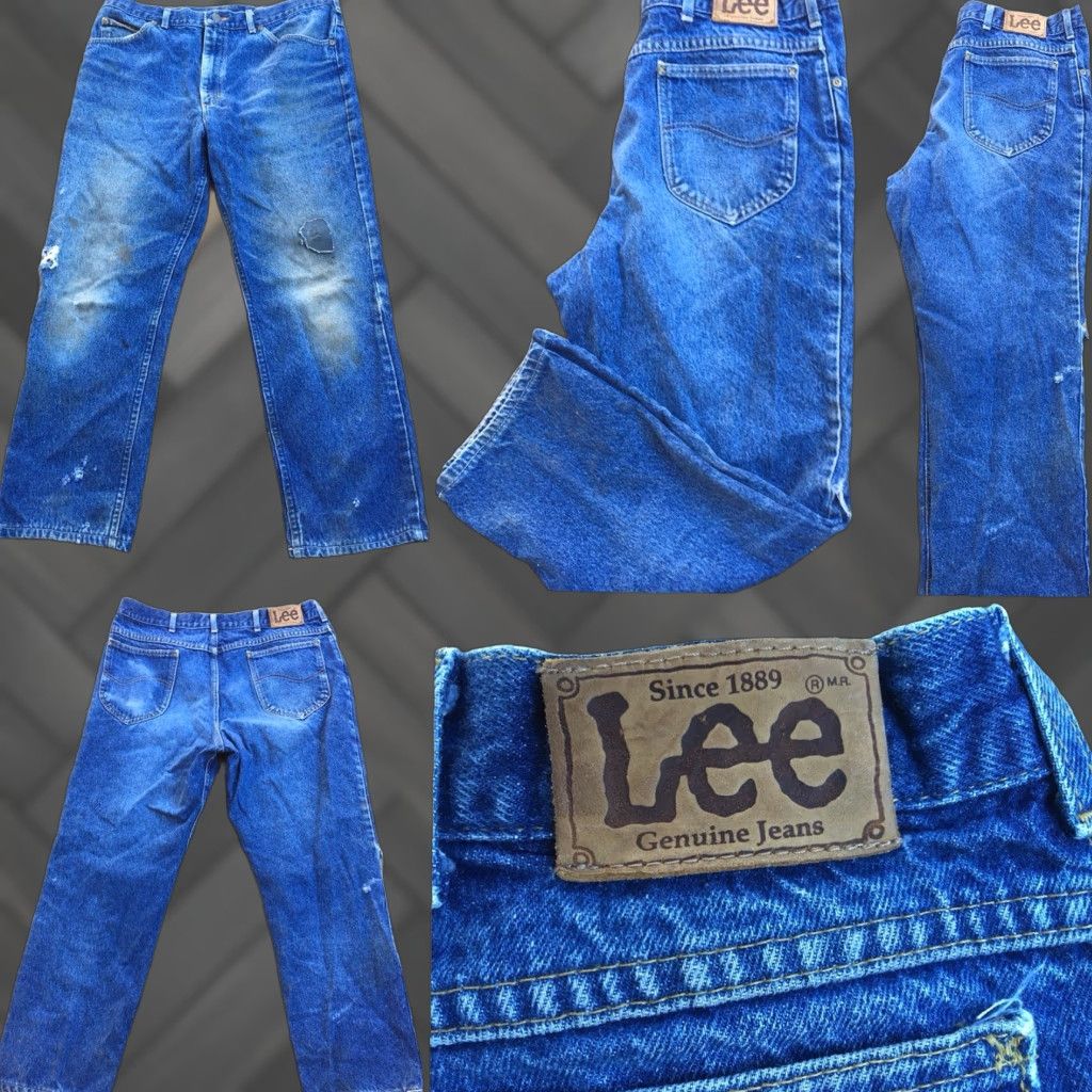 Lee VINTAGE Lee Jeans Storm Rider Naturally Destroyed 38 X 32 USA Denim Blue 1980s 90s Mens Jeans Size US 36 / EU 52 - 1 Thumbnail