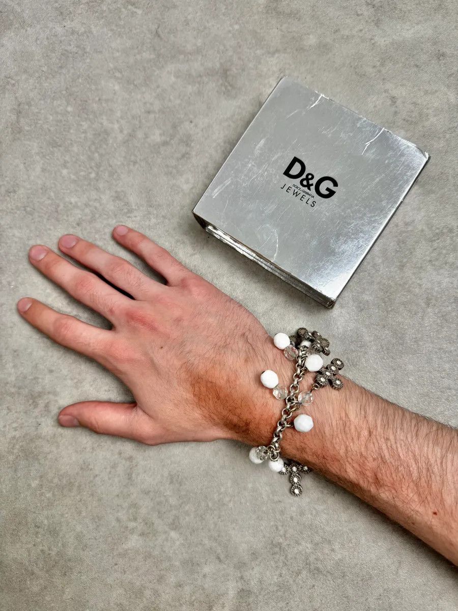 Dolce & Gabbana Dolce & Gabbana Silver Metal Pearl Cross Charm Bracelet Size ONE SIZE - 3 Thumbnail