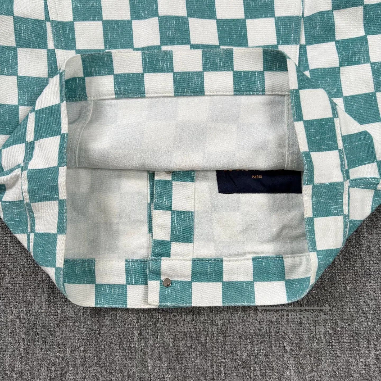 Louis Vuitton LV White Green Check Denim Jacket. Size L / US 10 / IT 46 - 8 Thumbnail