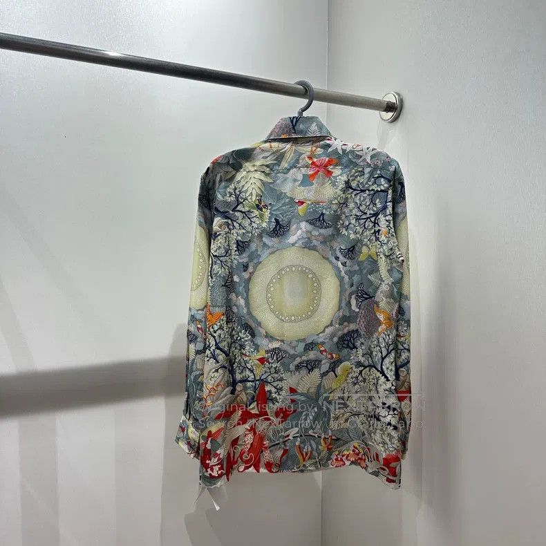 Hermes Hermes Floral Oil Painting Silk Long Sleeve Shirt Size M / US 6-8 / IT 42-44 - 2 Thumbnail