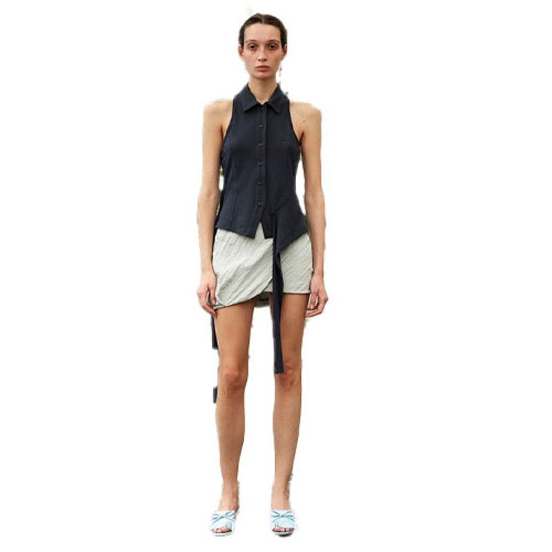 SSENSE OPEN YY Crinkled Gather Mini Skirt - Size S Size 26" / US 2 / IT 38 - 2 Thumbnail