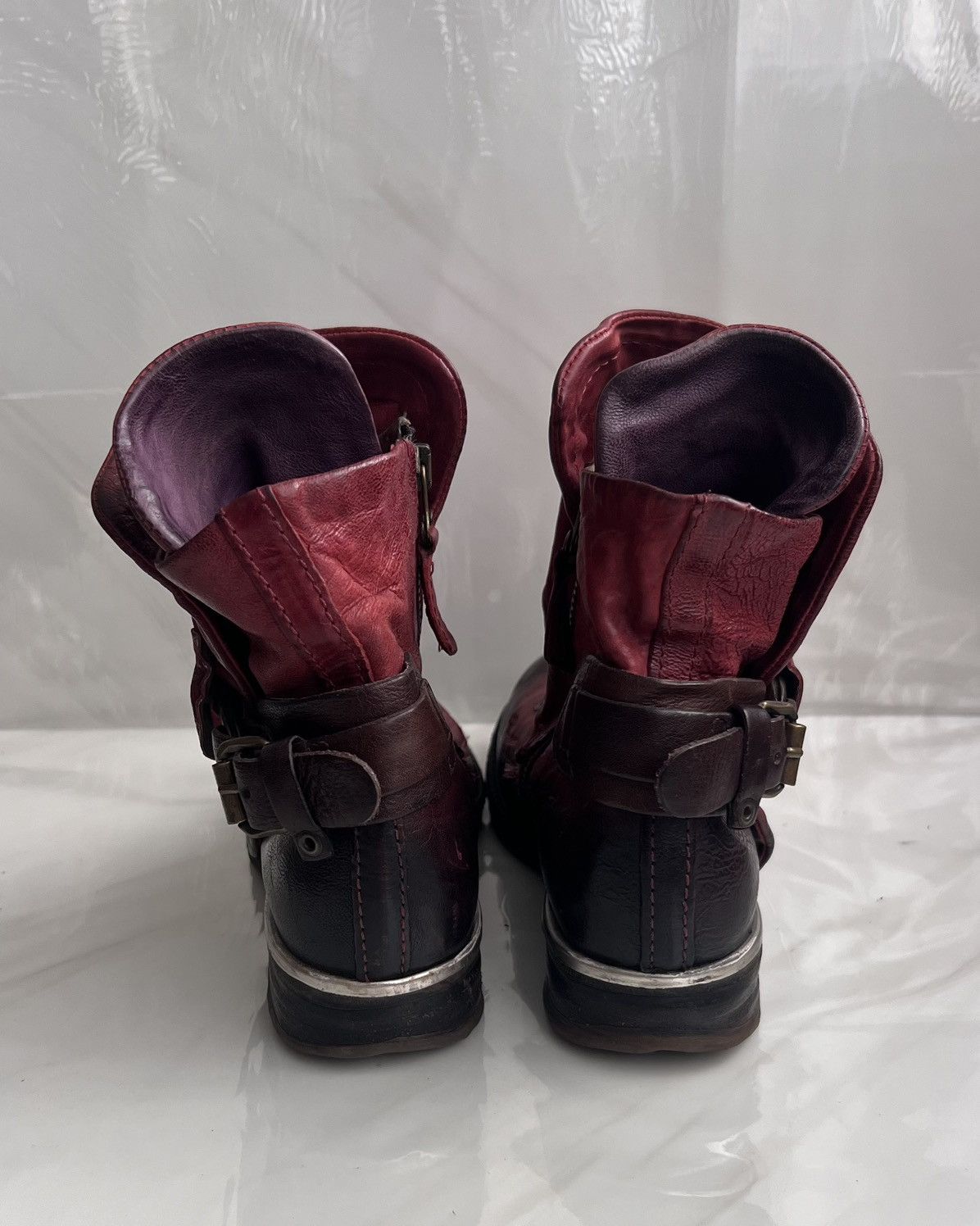 A.S.98 As 98 Airstep Zipper Boho Biker Red distressed boot Size US 8 / IT 38 - 8 Thumbnail