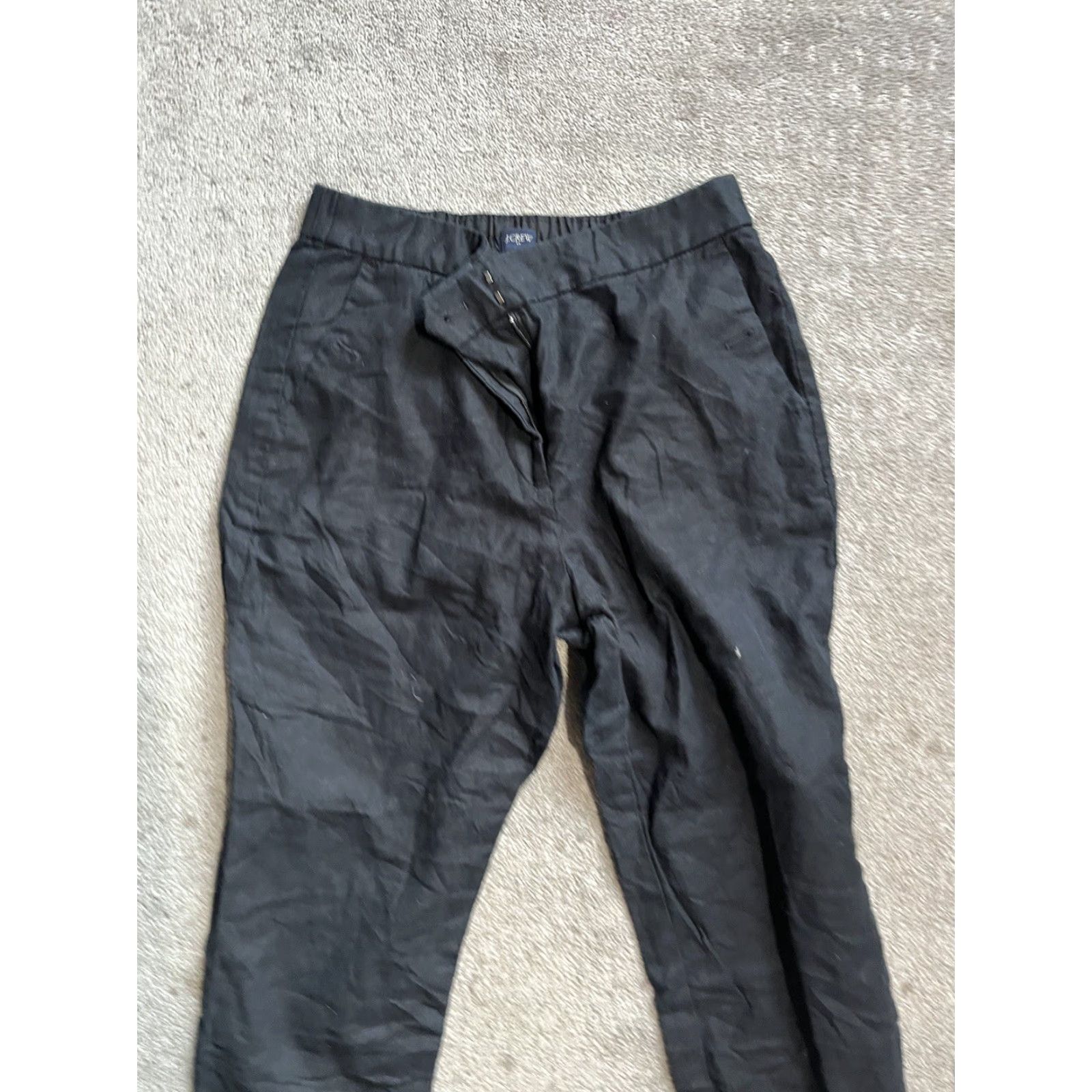 J.Crew J.CREW Pants Women Size 10 Black Linen Cotton Sailor Elastic-Back BO902 Size 32" / US 10 / IT 46 - 2 Thumbnail