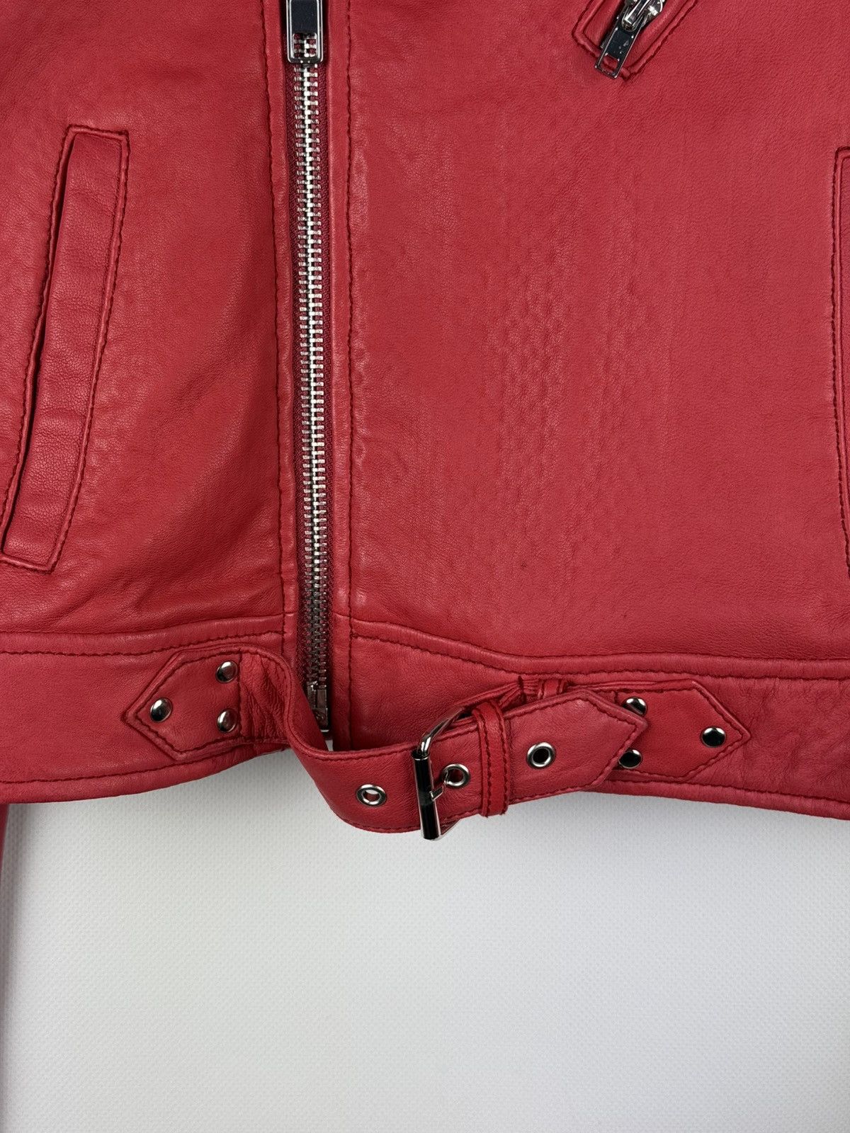 Maje Maje Ladies Full Zip Real Leather Belted Biker Jacket Size S / US 4 / IT 40 - 10 Thumbnail