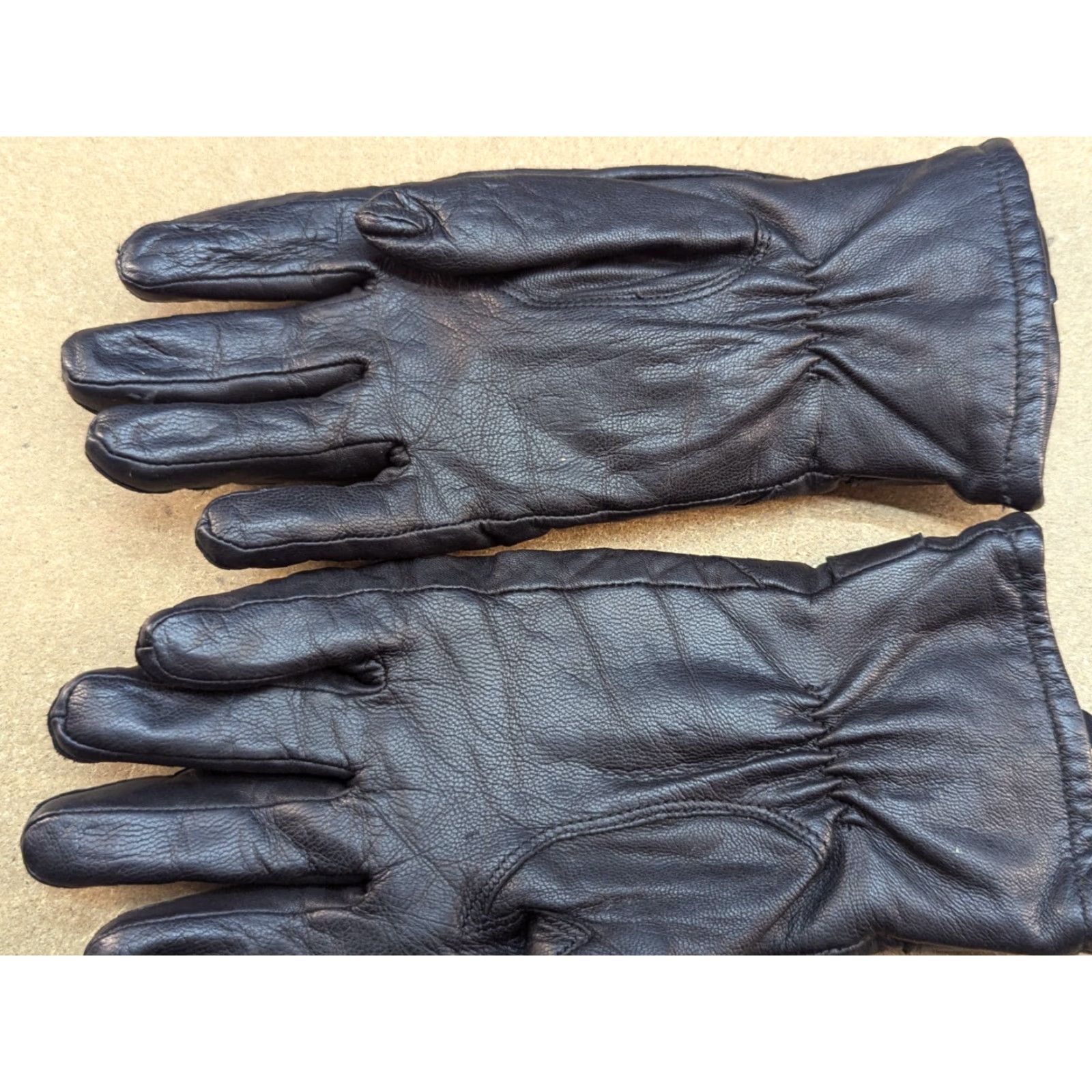 Vintage Genuine Leather Mens Gloves Size 6 Black Lined Warm Thermal Winter Dressmann Glove Mens Winter Black Leather Glove Woman? Size ONE SIZE - 4 Thumbnail