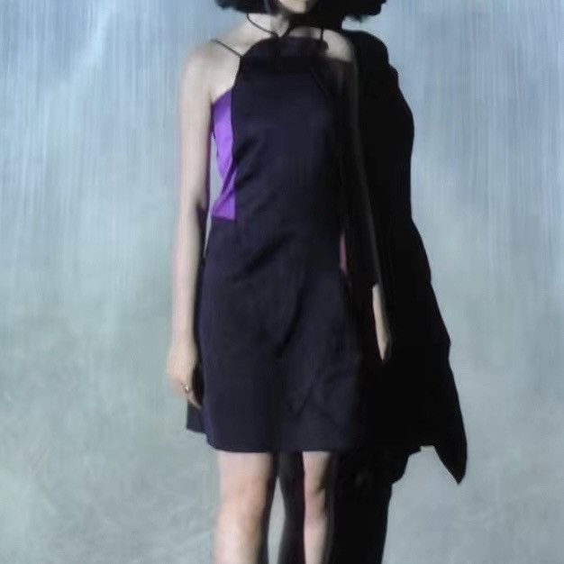 Miu Miu Miu Miu Y2K Silk Colorblock Halterneck Dress Size XS / US 0-2 / IT 36-38 - 6 Thumbnail