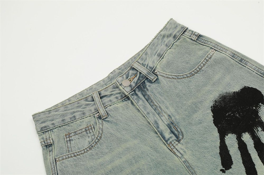 Japanese Brand × Jean Trendy Palm Printed Men's Loose Distressed Jeans Size US 32 / EU 48 - 3 Thumbnail