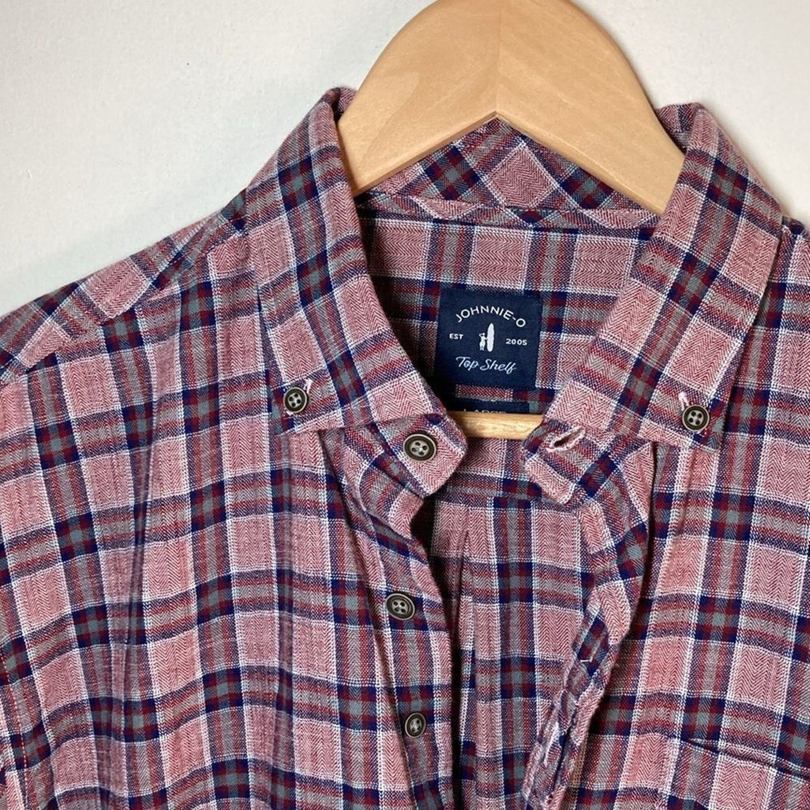 johnnie-O Johnnie O Mens Shirt Size L Red Plaid Cotton Button Up Top Size US L / EU 52-54 / 3 - 5 Thumbnail