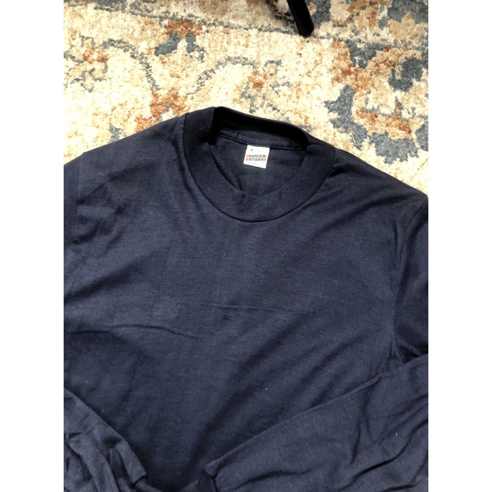 Vintage VINTAGE Screen Stars Shirt Mens Small Blue Solid Long Sleeve Blank Tee Made USA Size US S / EU 44-46 / 1 - 6 Thumbnail