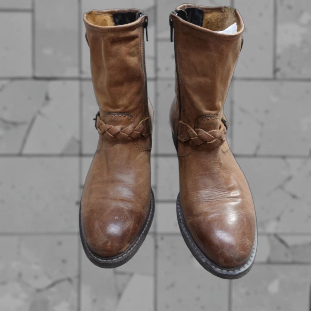 Vintage Paul Green Boots Womens 7 Brown Side Zip Leather UK5 Boots Combat Zip Brown Leather Paul Green Womens UK5 7 Brown Zip Leather Boots Size US 5 / IT 35 - 1 Thumbnail