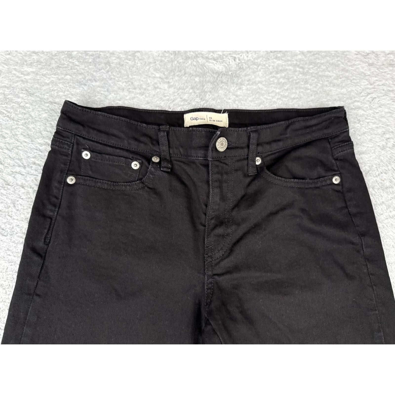 Gap Gap 1969 Jeans Womens Slim Crop Ankle Lace Hem Black 26x24 Denim Stretch Size 26" / US 2 / IT 38 - 4 Thumbnail