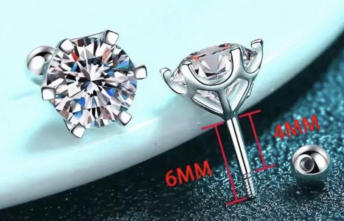 Jewelry Moissanite Screw Stud Earrings Size ONE SIZE - 4 Thumbnail