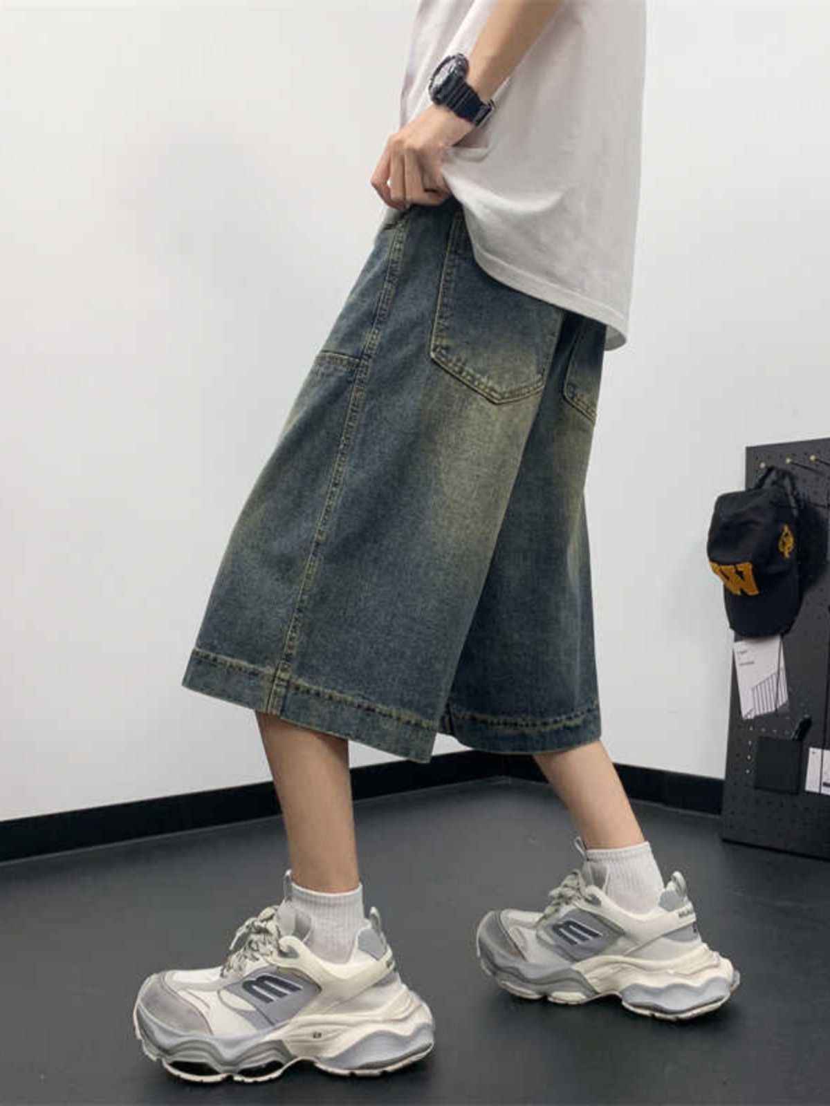 Japanese Brand × Jean Retro straight leg wide leg washed denim shorts Size US 30 / EU 46 - 2 Thumbnail