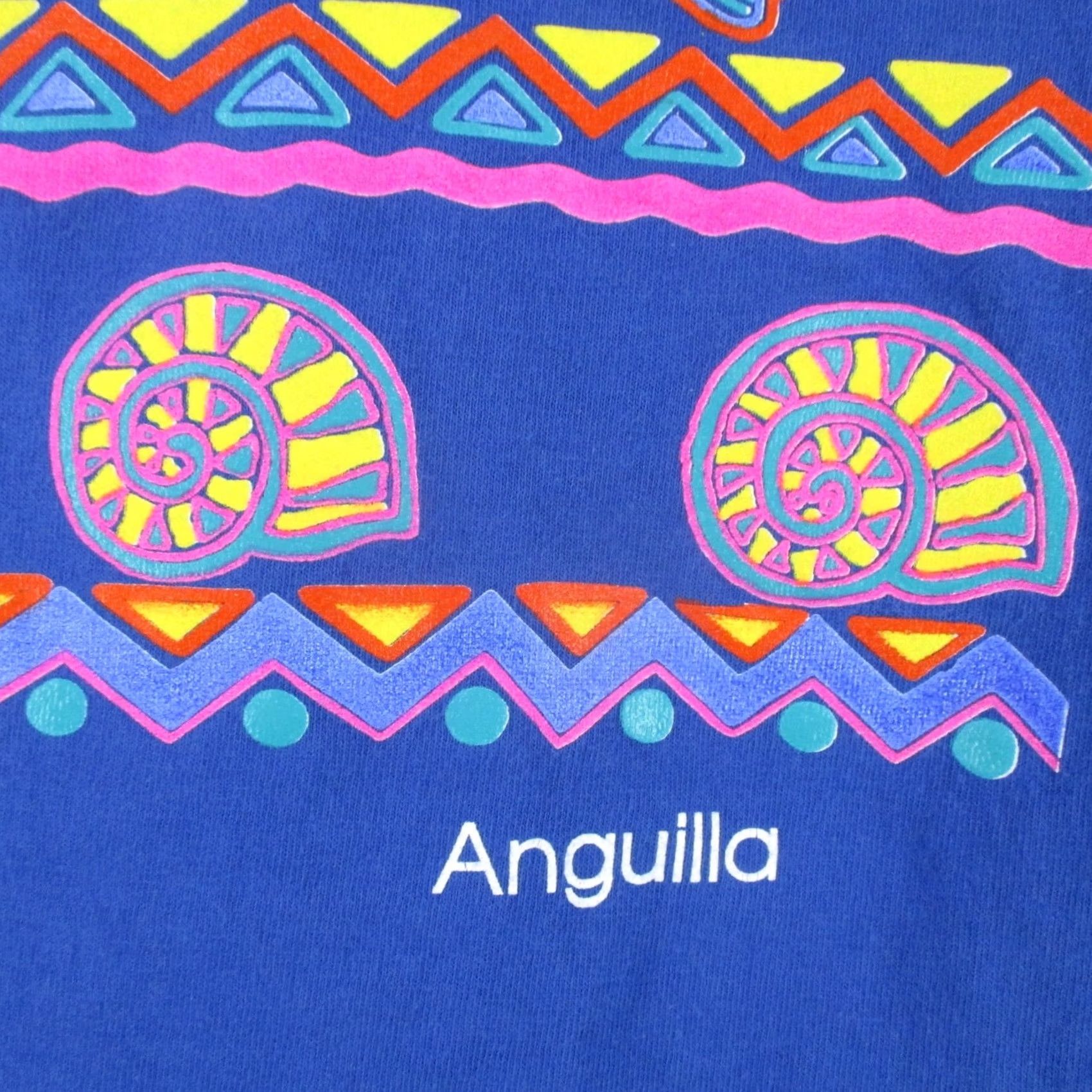 Fruit Of The Loom VINTAGE Anguilla Cartoon Art T-Shirt S Beach 80s 90s Cotton Nike? Size US S / EU 44-46 / 1 - 7 Thumbnail
