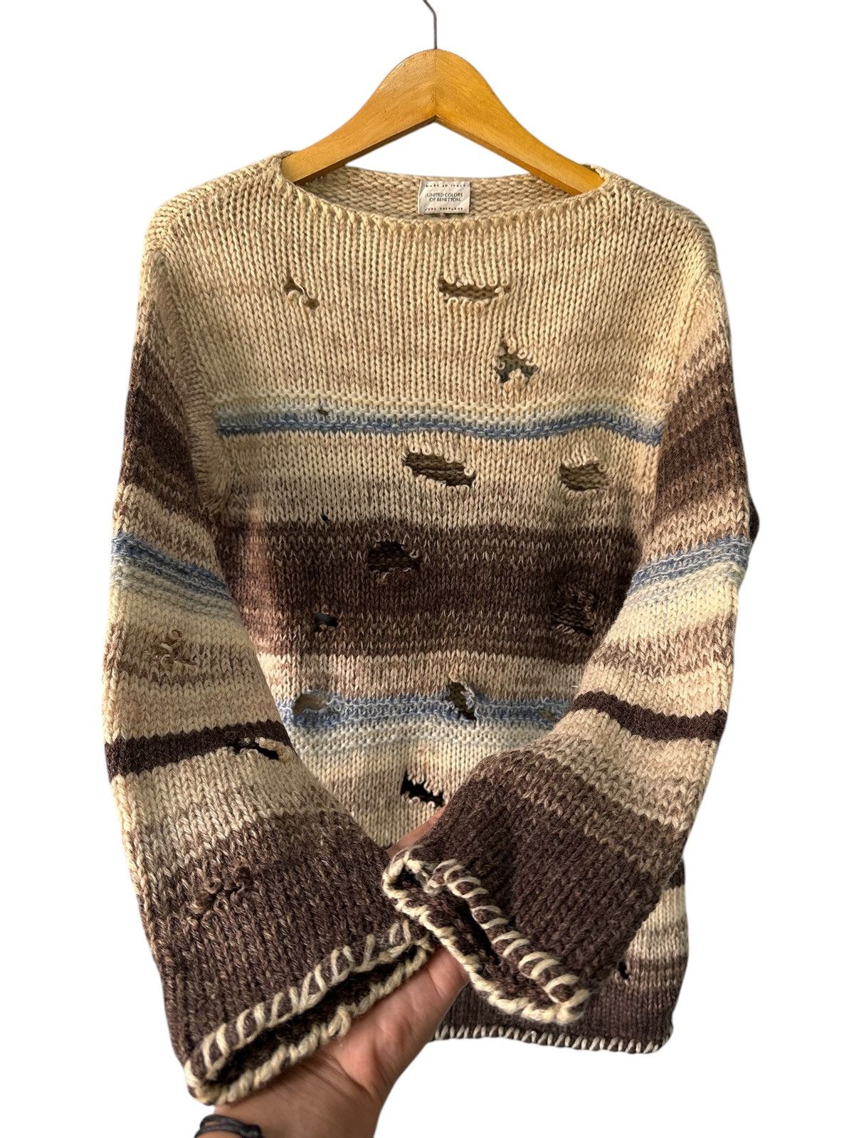 20471120 DISTRESSED knitwear "United Colors Of Benetton" Grunge STYLE Size US M / EU 48-50 / 2 - 3 Thumbnail