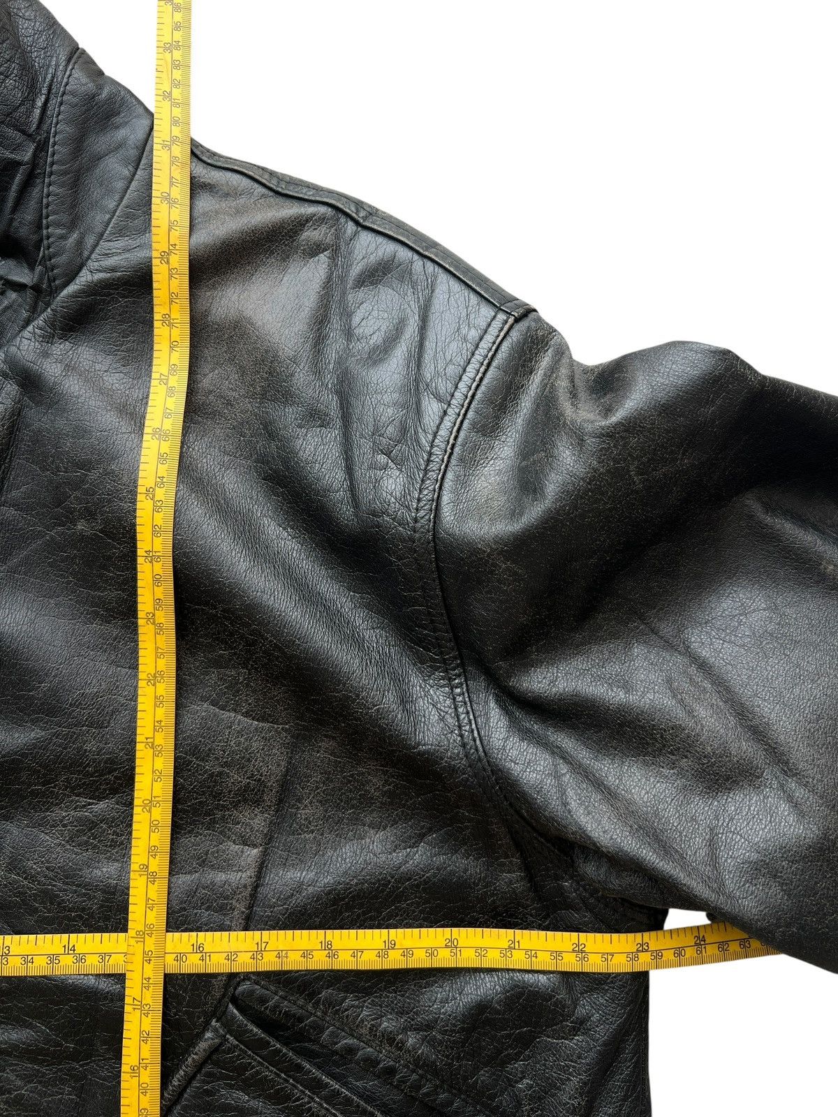 Vintage Seahop Company Black Long Coat Leather Jacket Size US L / EU 52-54 / 3 - 12 Thumbnail