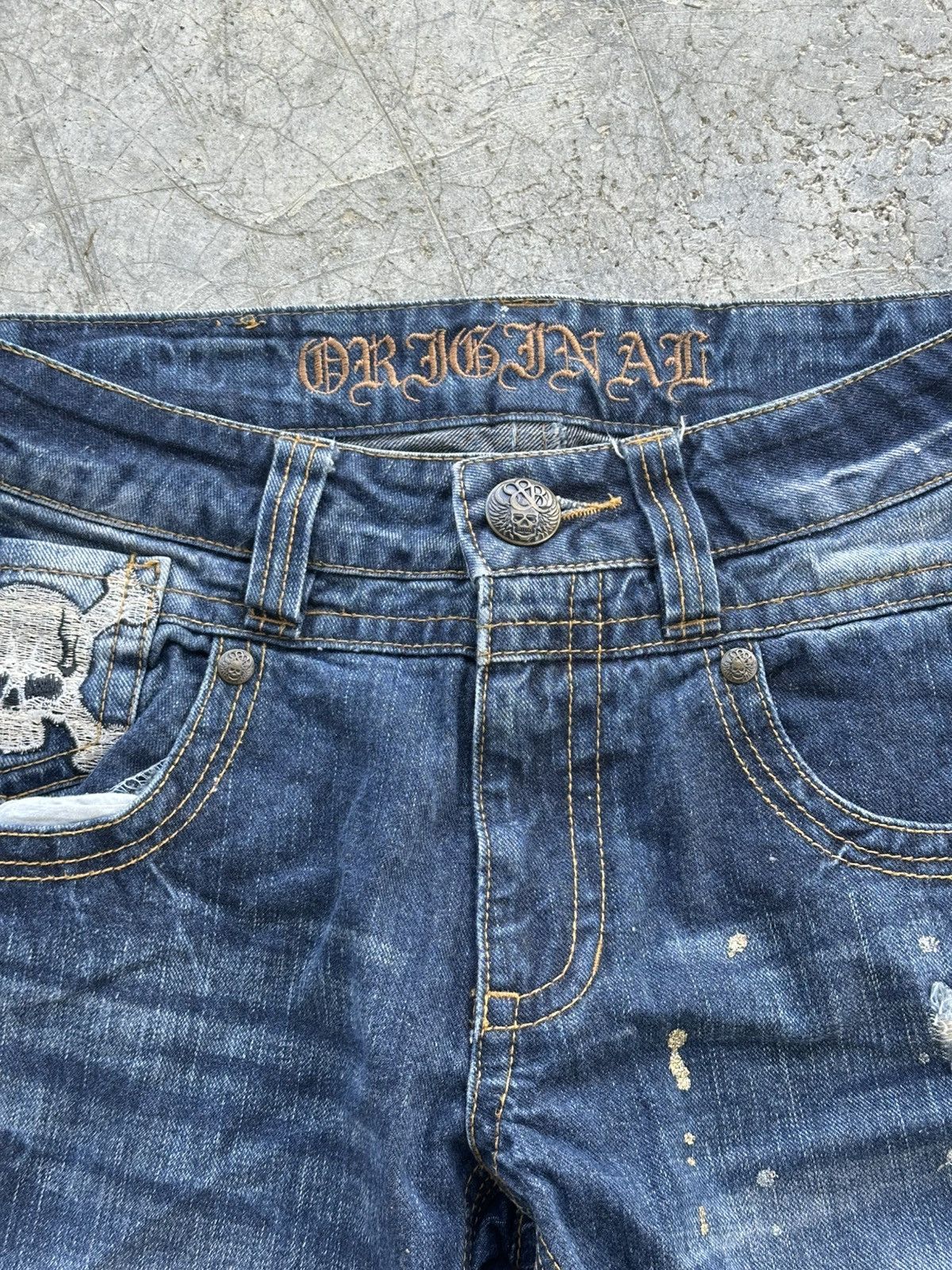 Le Grande Bleu (L.G.B.) Original Jeans Skull Flare Distressed Denim Size US 32 / EU 48 - 4 Thumbnail