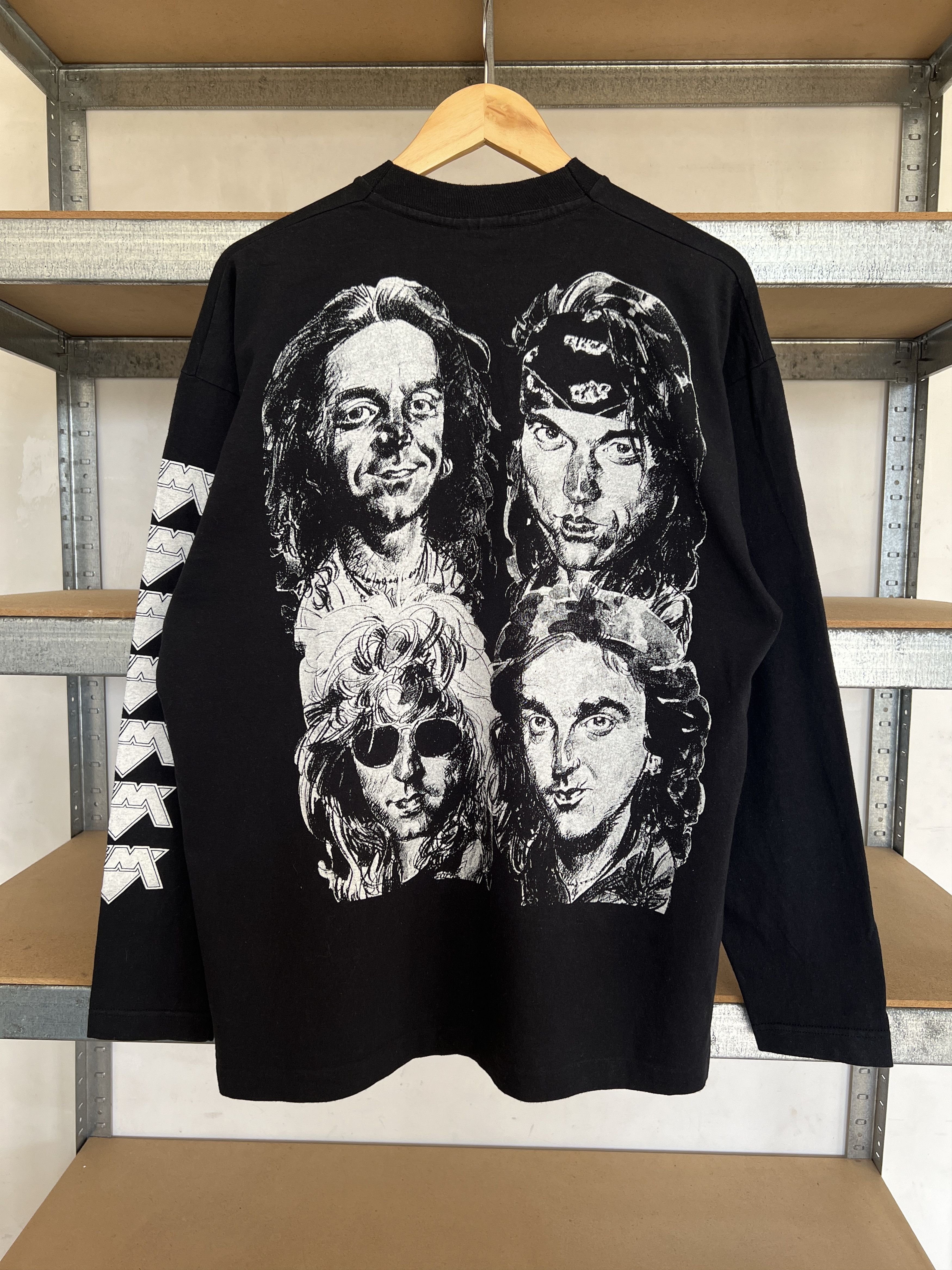 image of Band Tees x Rock T Shirt Fm Band 90's Vintage Rock Band Long Sleeve Shirt in Black, Men's (Size XL)