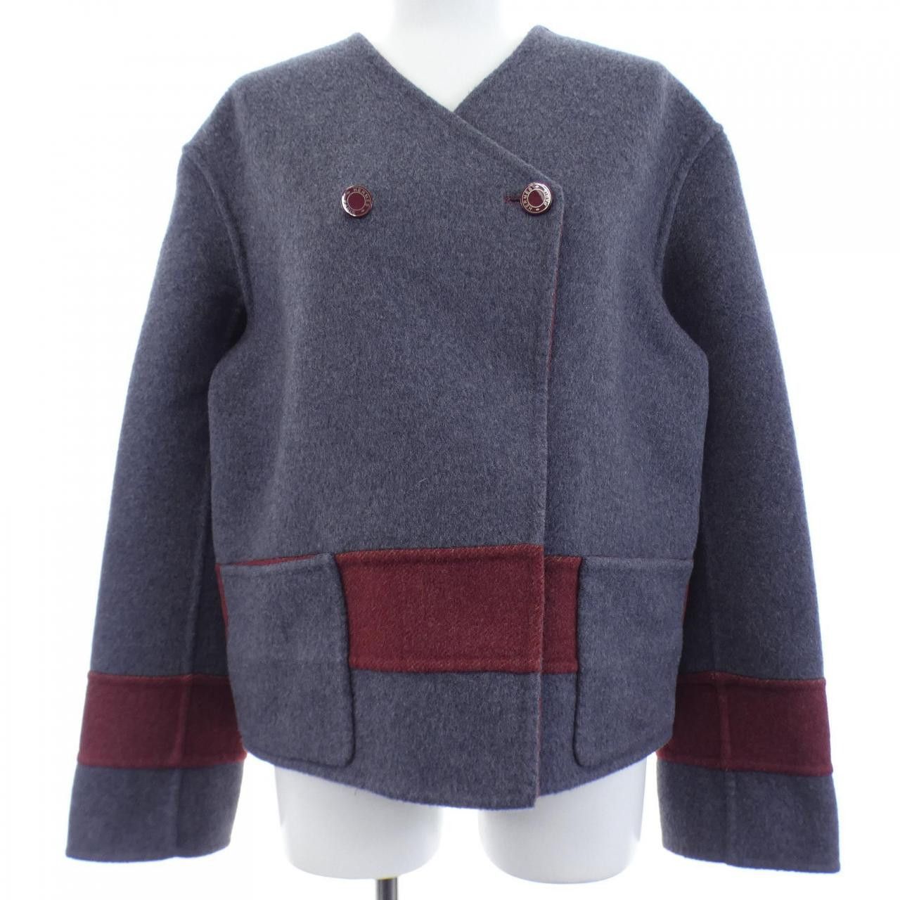 Hermes Hermes Hermes 100% Cashmere Collarless Jacket Textile Outerwear DUTY FREE for USA Size ONE SIZE - 1 Thumbnail