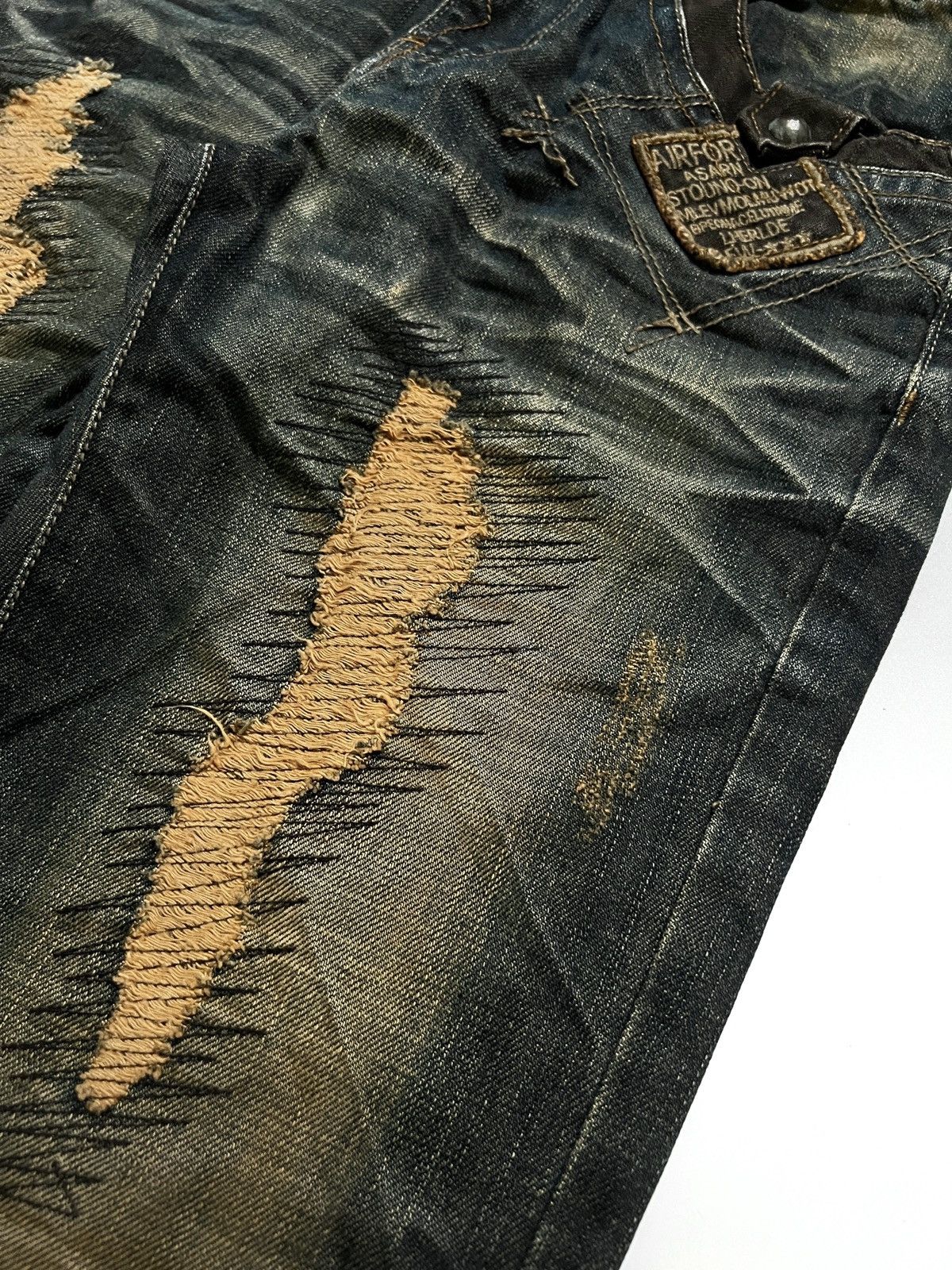 Japanese Brand Tokyo Boulevard Mud Wash Distressed Jeans Y2K Vkei Size US 29 - 6 Thumbnail