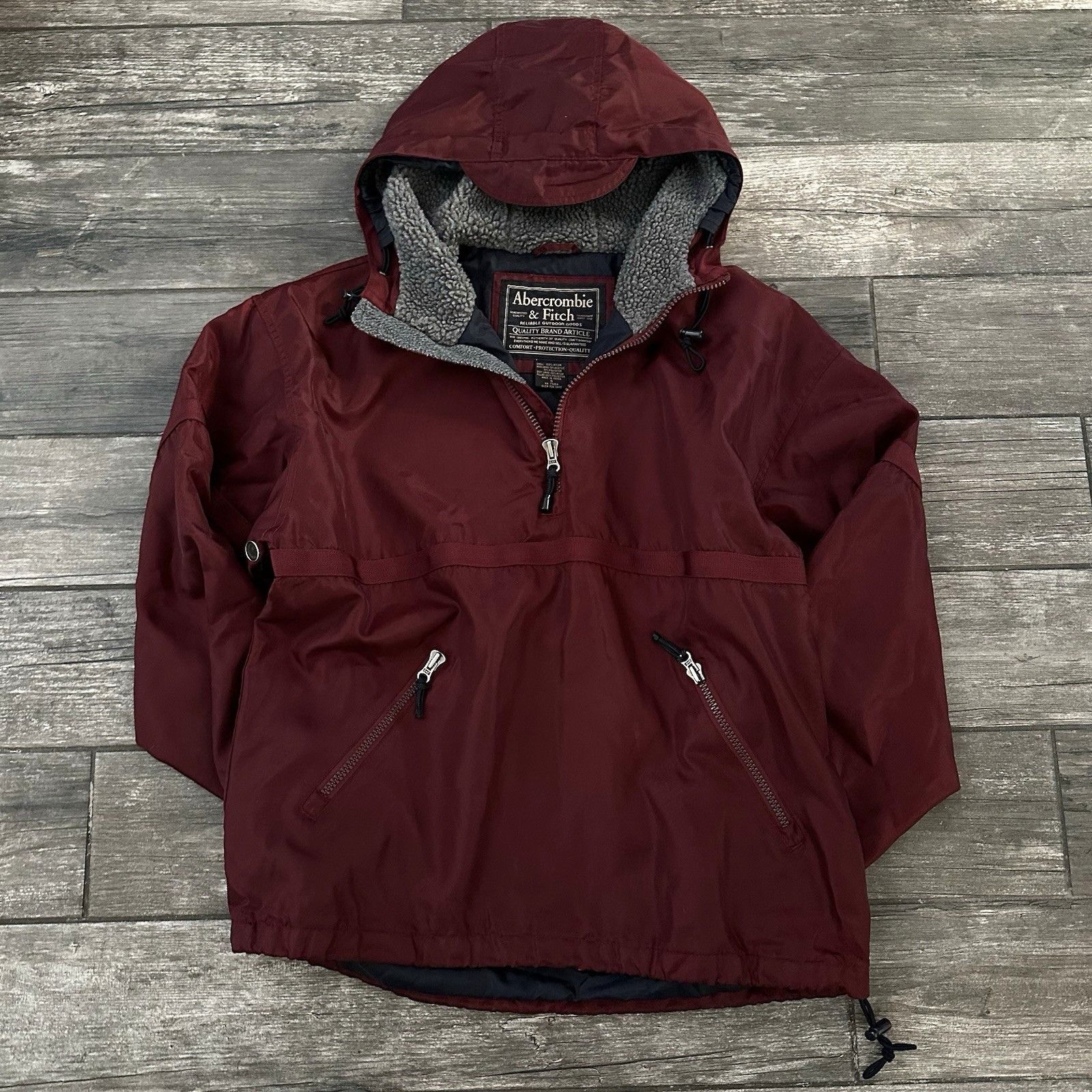 Abercrombie & Fitch VTG ABERCROMBIE & FITCH ANORAK MAROON SHERPA HOOD JACKET SZ Size US S / EU 44-46 / 1 - 1 Thumbnail