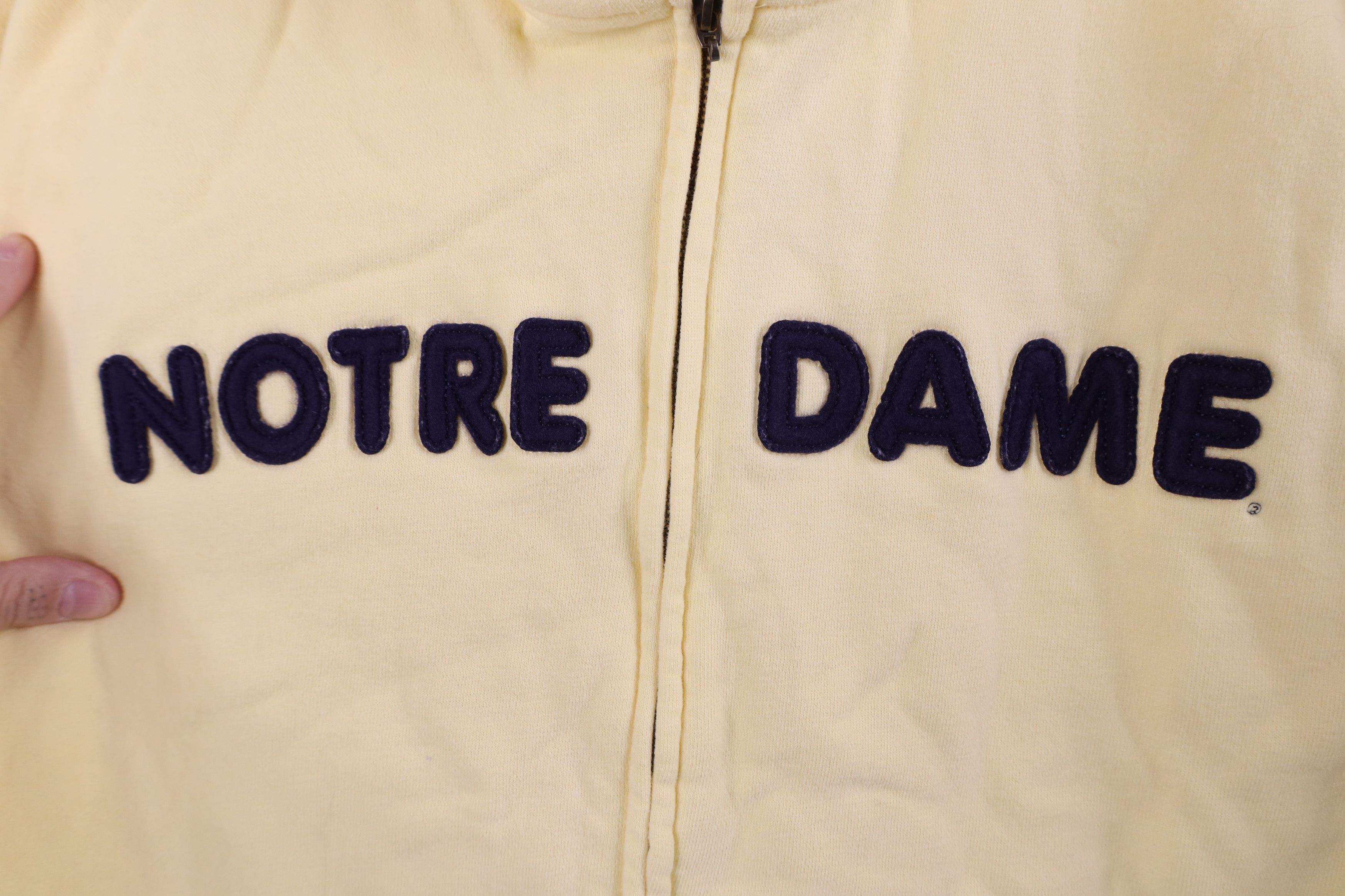Vintage Vintage 90s Notre Dame University Full Zip Hoodie Yellow Size S / US 4 / IT 40 - 5 Thumbnail