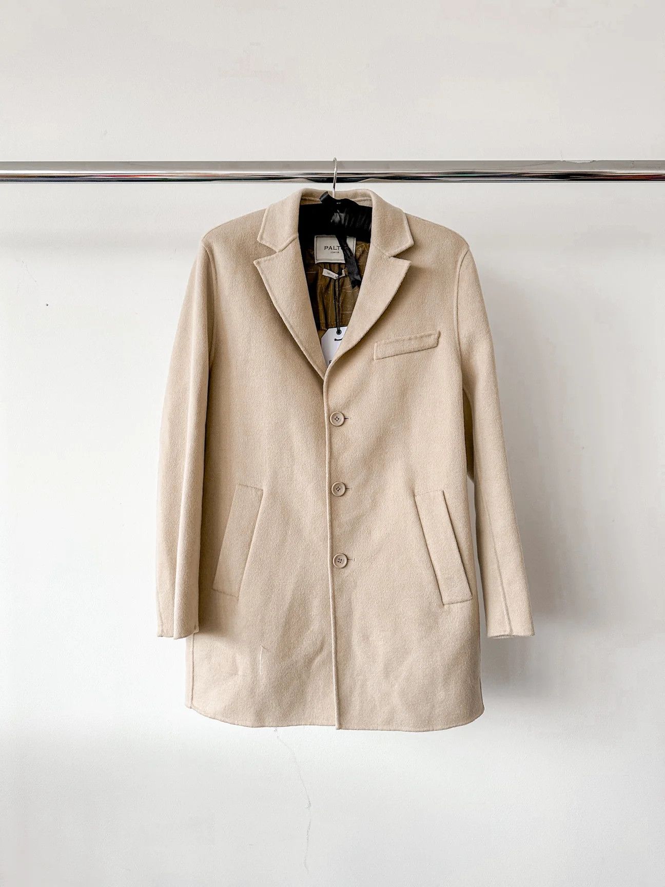Other Paltò Mens Cream Geraldo Single Breasted Coat Size US L / EU 52-54 / 3 - 6 Thumbnail
