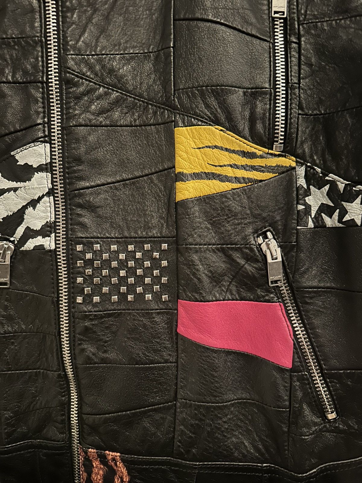 Saint Laurent Paris $9900 Saint Laurent Patchwork Rider Jacket Size US S / EU 44-46 / 1 - 4 Thumbnail