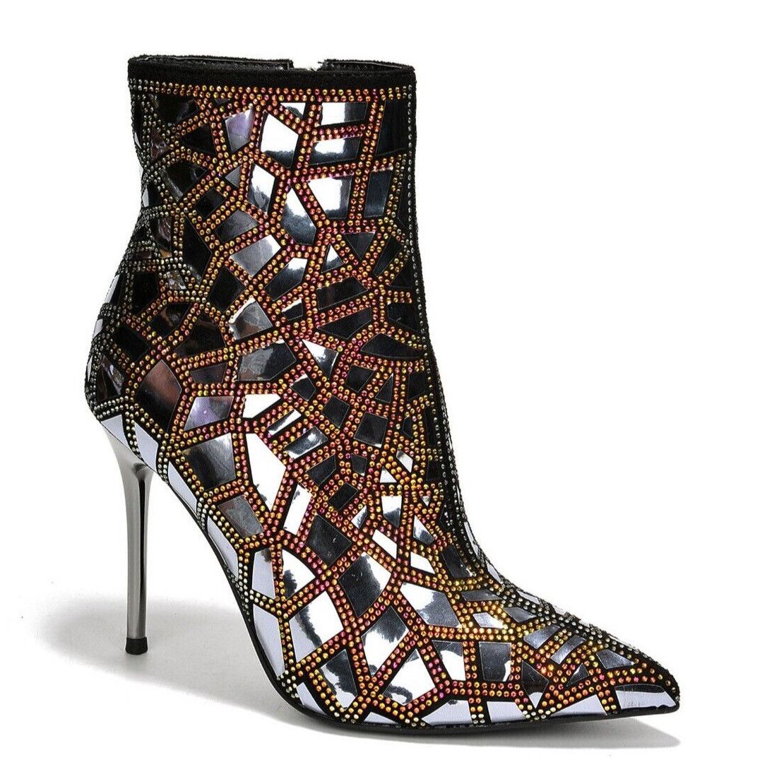 Other Kracked Shiny Silver Gold Iridescent Rhinestone High Heel An Size US 11 / IT 41 - 8 Thumbnail