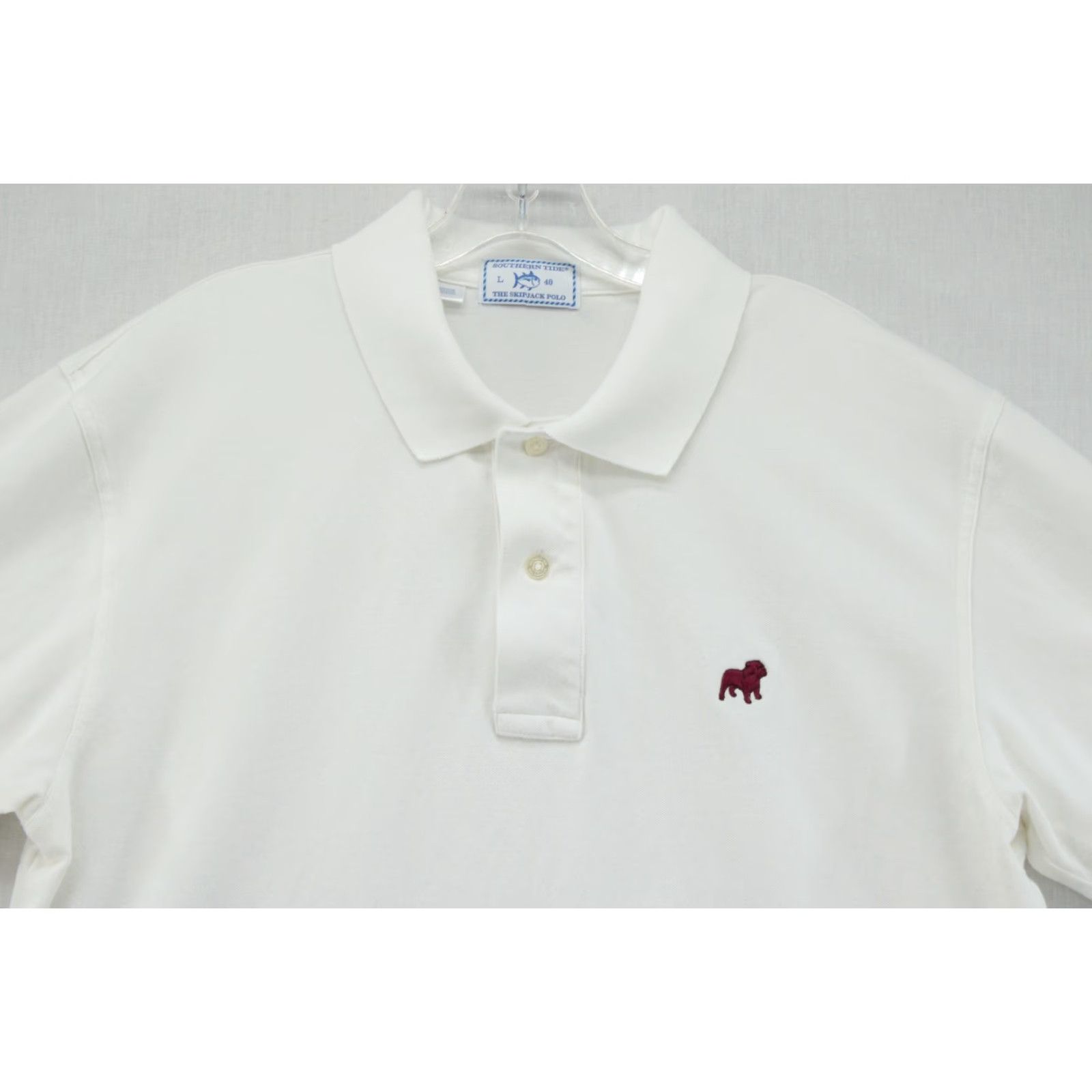 Southern Tide Southern Tide Polo Shirt Men's Large White Skipjack Bulldog Embroidered Preppy Size US L / EU 52-54 / 3 - 2 Thumbnail