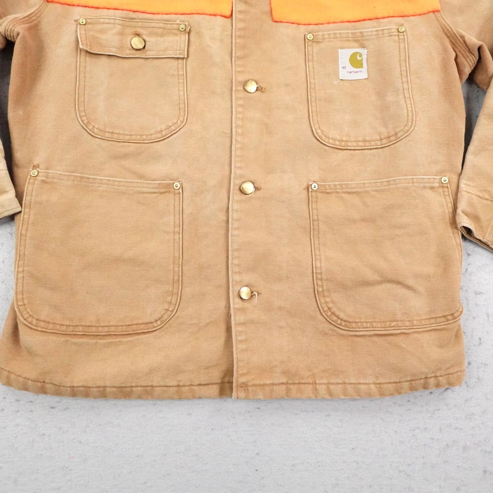 Carhartt VINTAGE Carhartt Jacket Mens 40 Brown Canvas Blanket Lined Chore Barn Coat 80s Canvas Coat Brown Mens 40 80s Size US XXS / EU 40 - 4 Thumbnail
