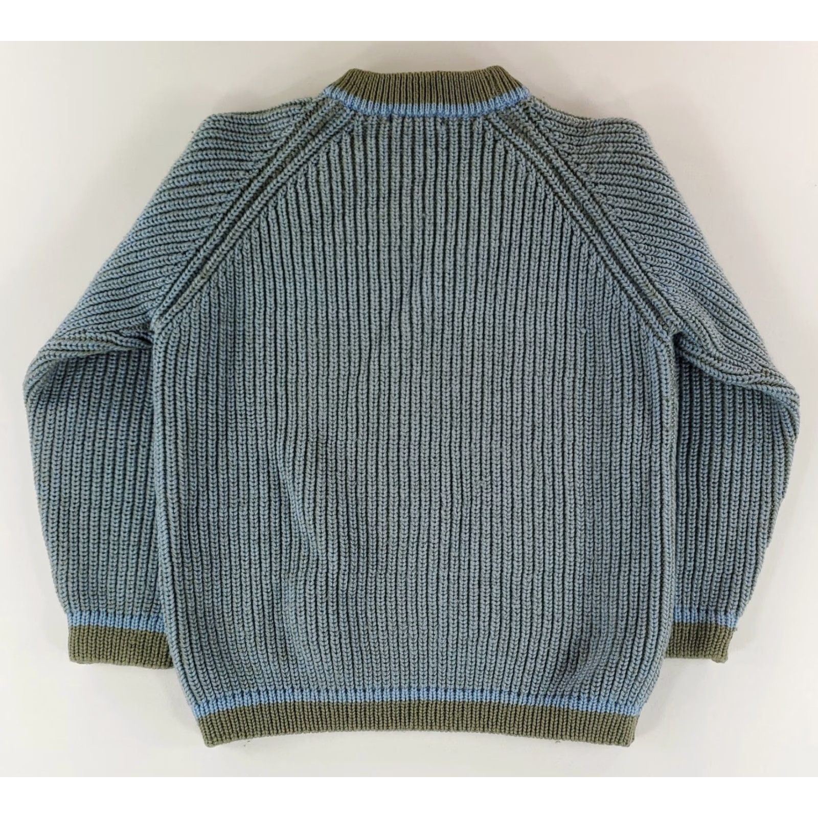 Vintage VINTAGE VTG Sweater Scotland 100% Wool 50s 60s Blue Green Ribbed Stockinette Mens L Blue Stockinette Pullover Men Size US L / EU 52-54 / 3 - 8 Thumbnail
