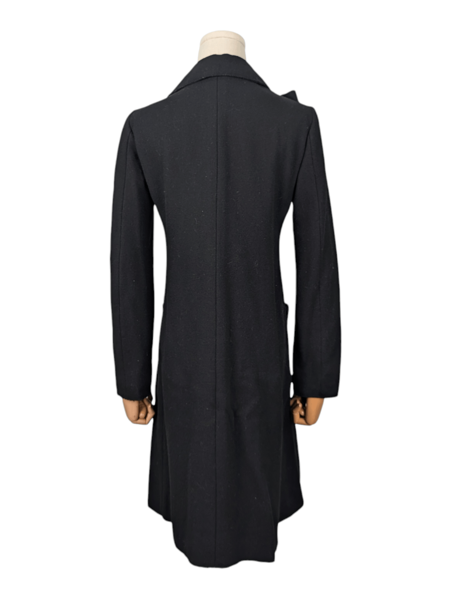 Moschino Black Wool Coat with Ruffle Collar Size S / US 4 / IT 40 - 2 Thumbnail