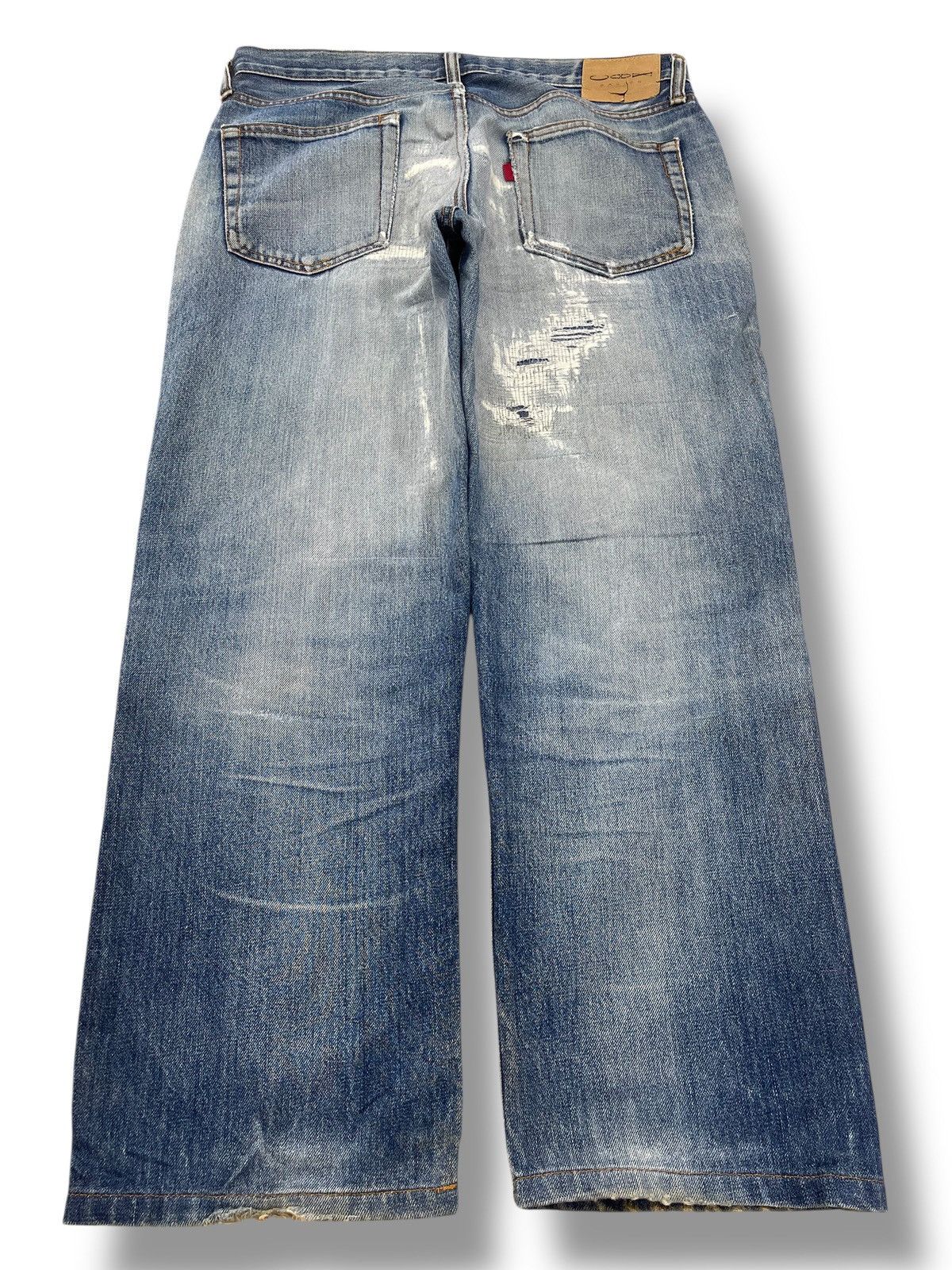 Japanese Brand COX Japanese Brand Light Wash Distressed Straight Jeans Size US 34 / EU 50 - 3 Thumbnail