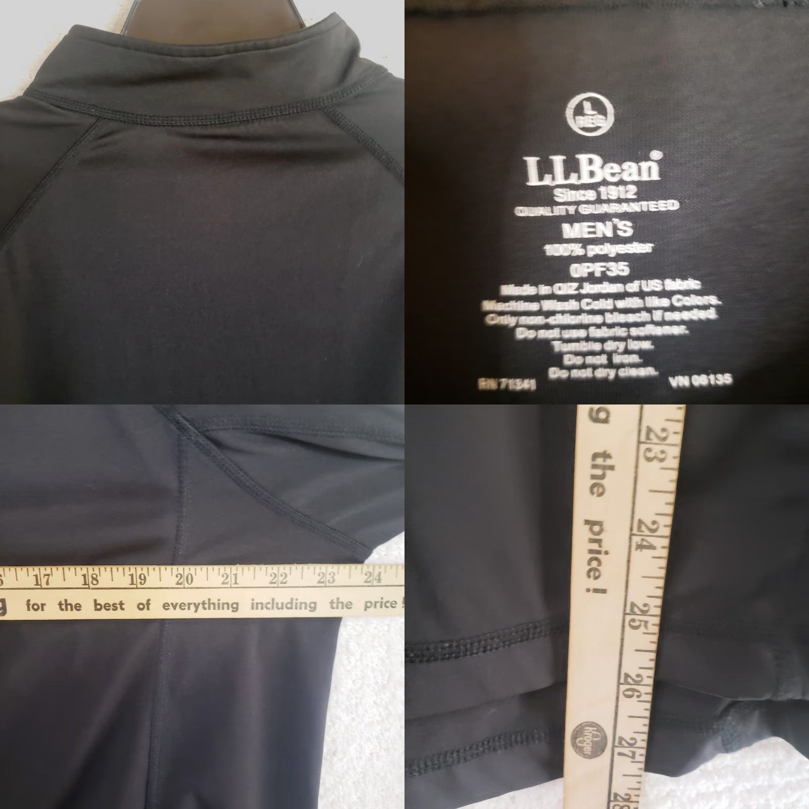 Vintage L.L. Bean Pullover Long Sleeve Black Lightweight Knit 1/4 Zip Mens L with Thumb Hole Shirt Sweater Shirt Running Casual Workwear VenTage No Size US L / EU 52-54 / 3 - 8 Thumbnail