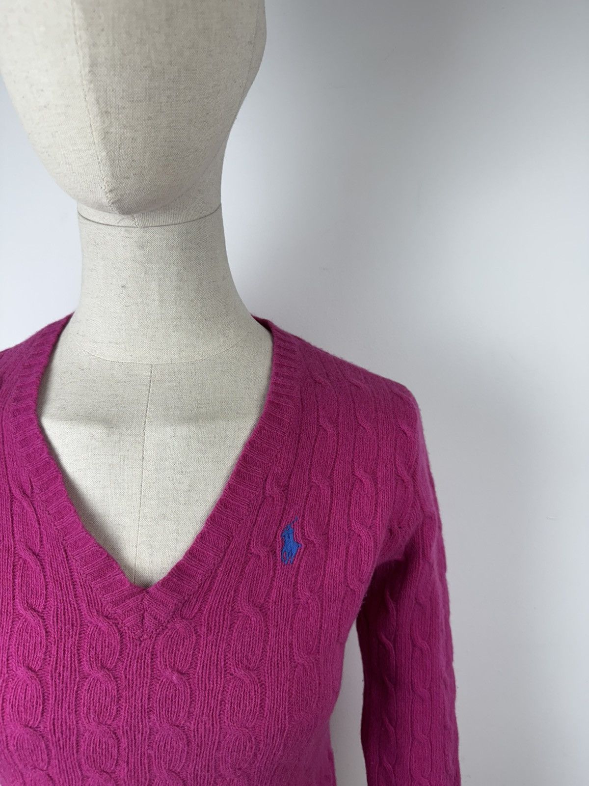 Ralph Lauren Vintage Ralph Lauren Sport Wool V-Neck Cable Knit Sweater Size M / US 6-8 / IT 42-44 - 2 Thumbnail
