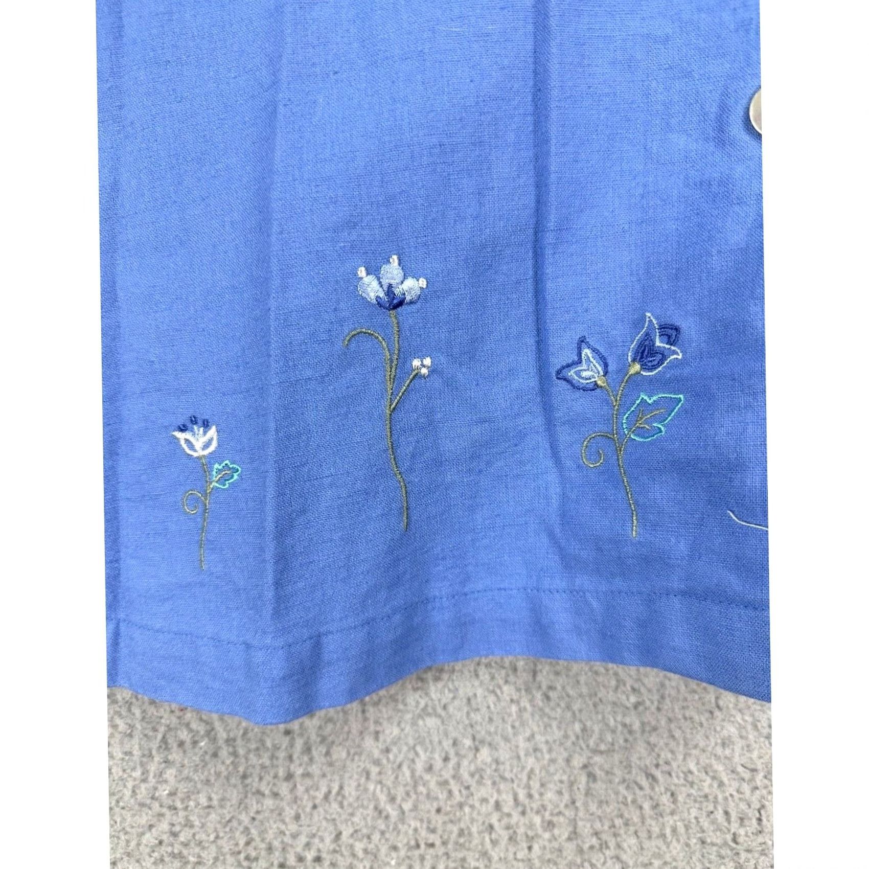 Vintage C.J. Banks By Christopher Banks Shirt Women 18W Plus Blue Floral Embroidered NEW Size XXL / US 16-18 / IT 52-54 - 5 Thumbnail