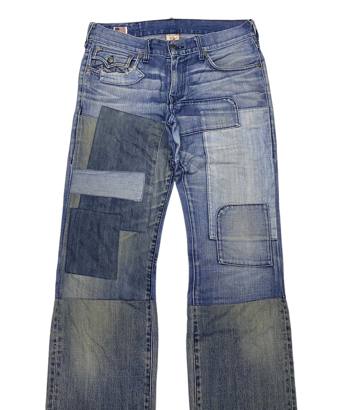 True Religion 🔥TRUE RELIGION PATCHWORK DISTRESSED DENIM JEANS Size US 34 / EU 50 - 1 Thumbnail