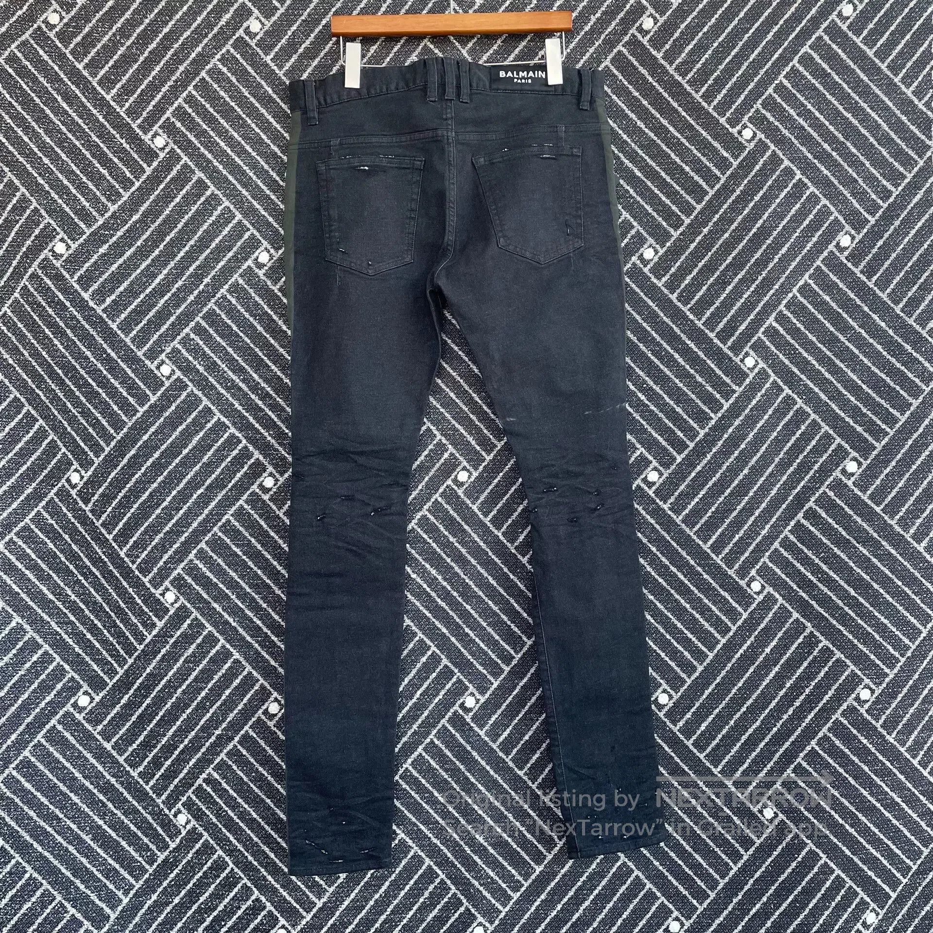 Balmain Balmain Black-Green Distressed Jeans. Size US 33 - 2 Thumbnail
