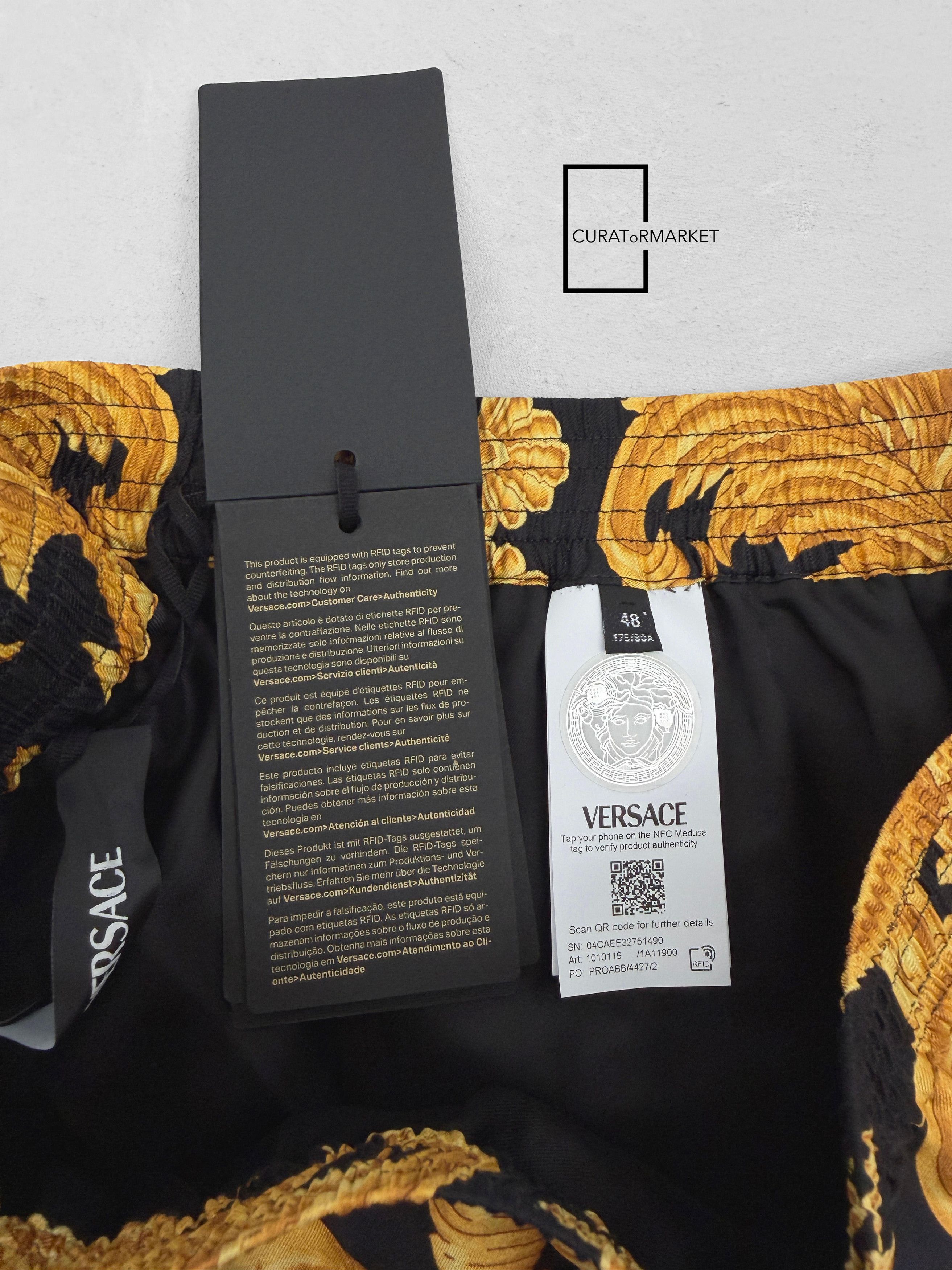 Versace EU48 Silk Gold Medusa Heritage Barocco Baroque Print SS24 Size US 32 / EU 48 - 8 Thumbnail